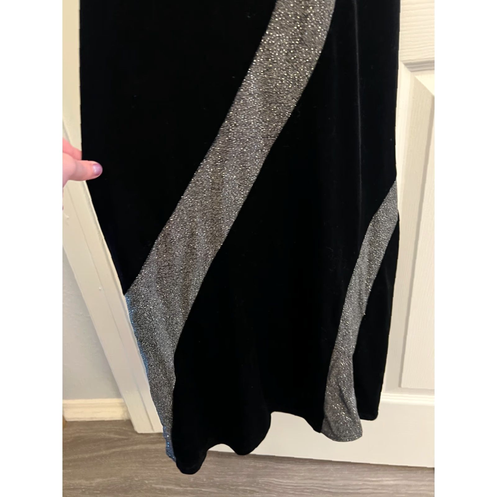 Vintage Jump By Wendy Chaitin Maxi Evening Dress Black Glitter Crossback Size 9/10 Womens/Mens? Size M / US 6-8 / IT 42-44 - 6 Thumbnail