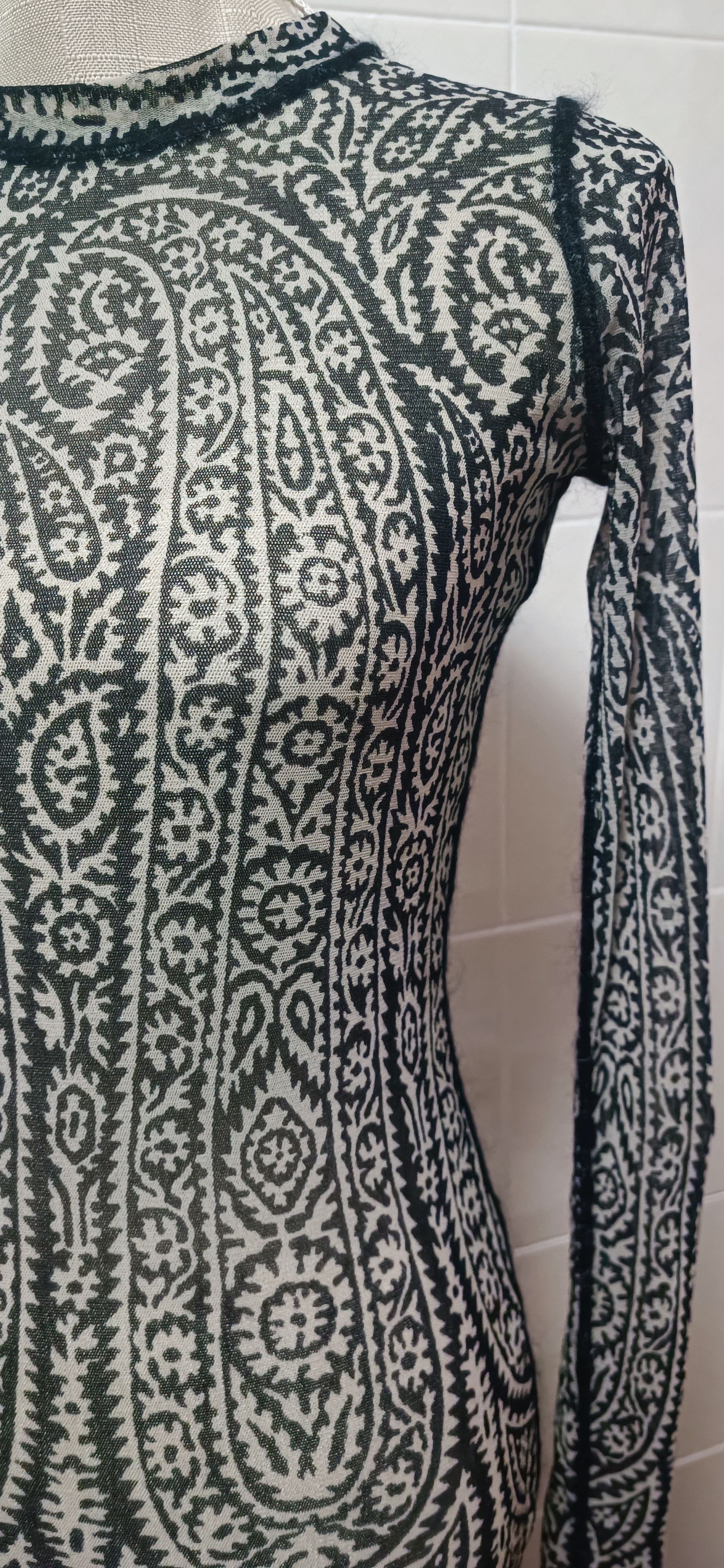 Jean Paul Gaultier 90's - Floral and paisley motifs mesh top Size M / US 6-8 / IT 42-44 - 5 Thumbnail