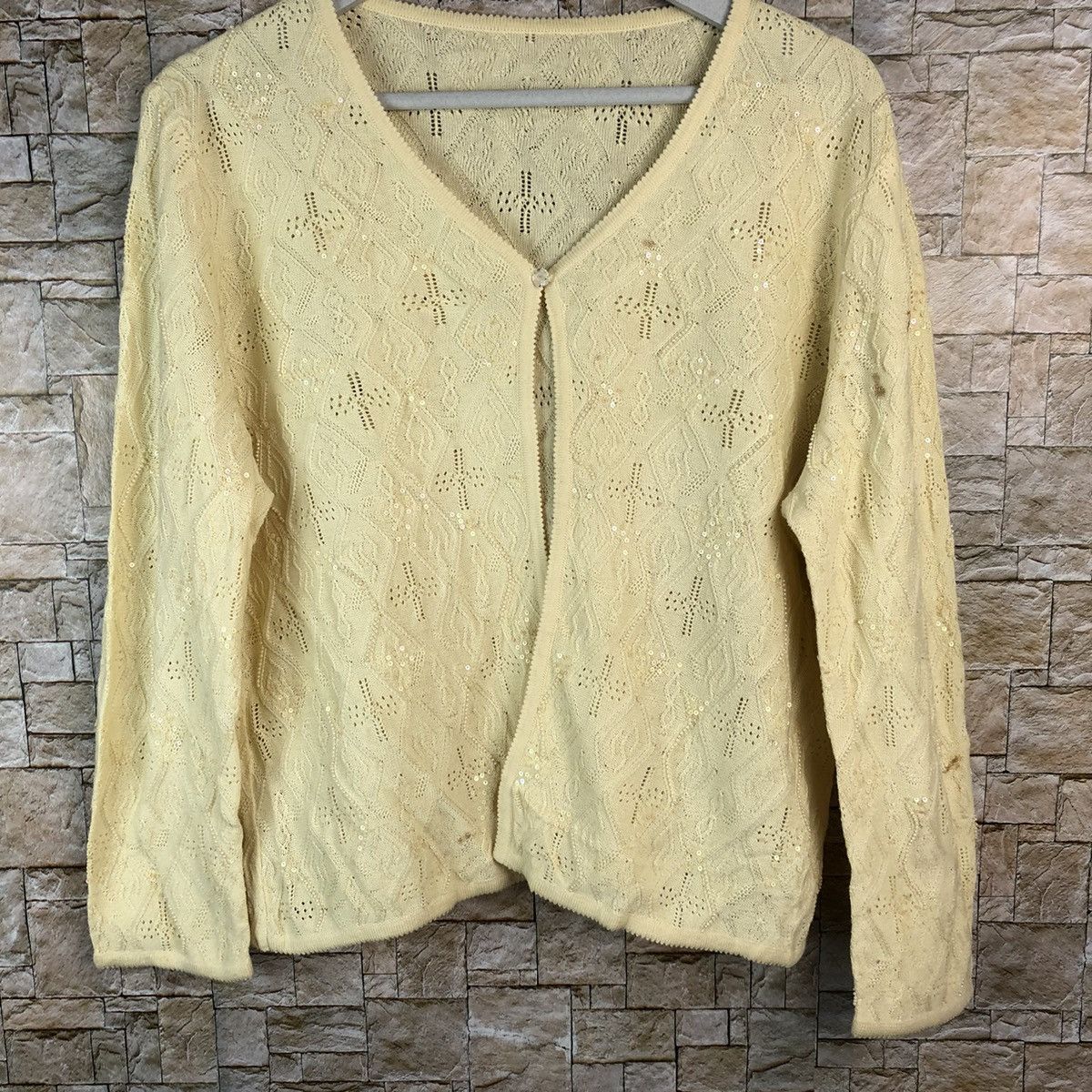 Homespun Knitwear × Japanese Brand Leilion Brown Cardigan vintage crochet Knitwear #A1202 Size M / US 6-8 / IT 42-44 - 3 Thumbnail