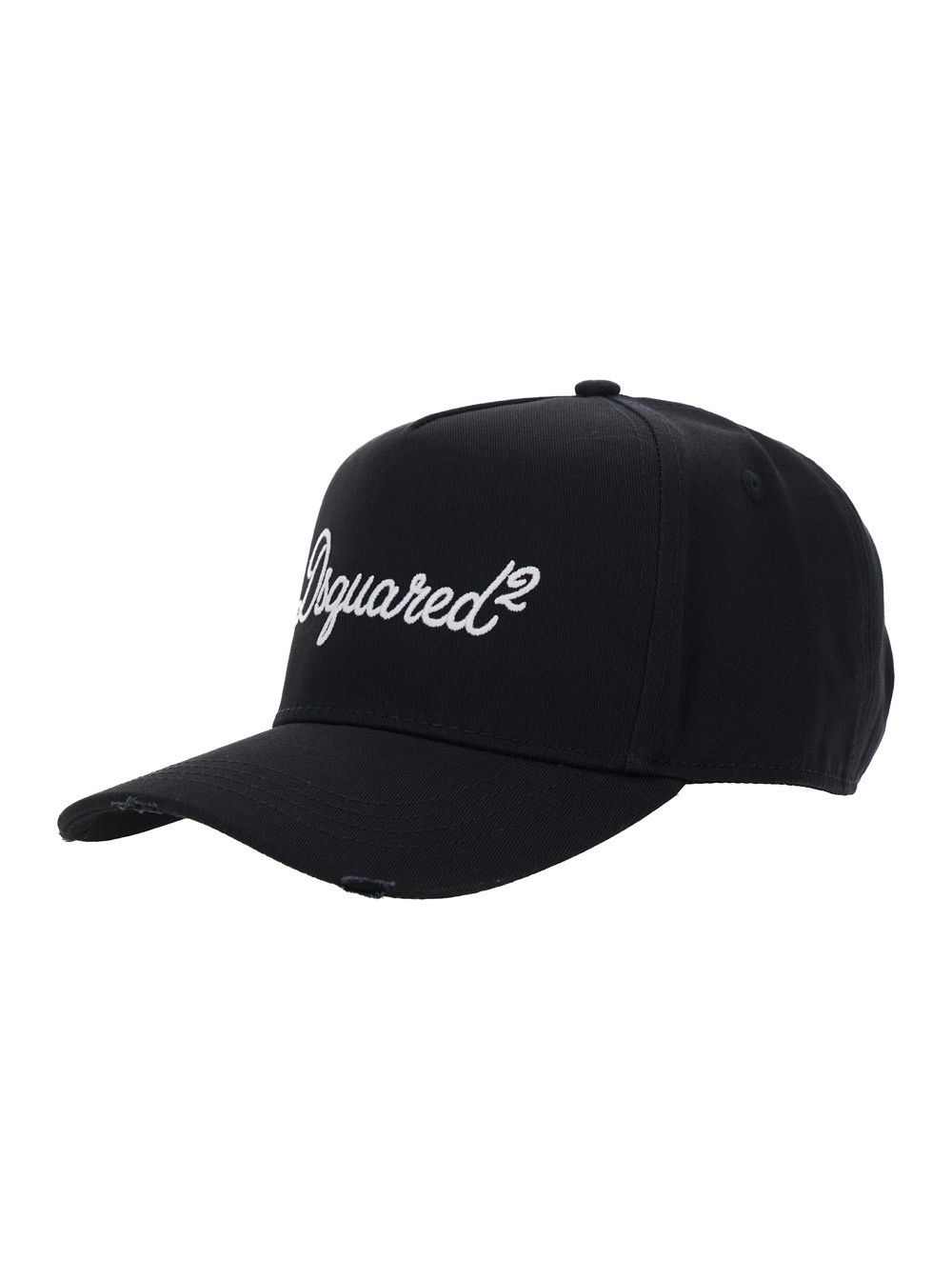 Black Baseball Cap with Logo Lettering on the Front in Cotton Man