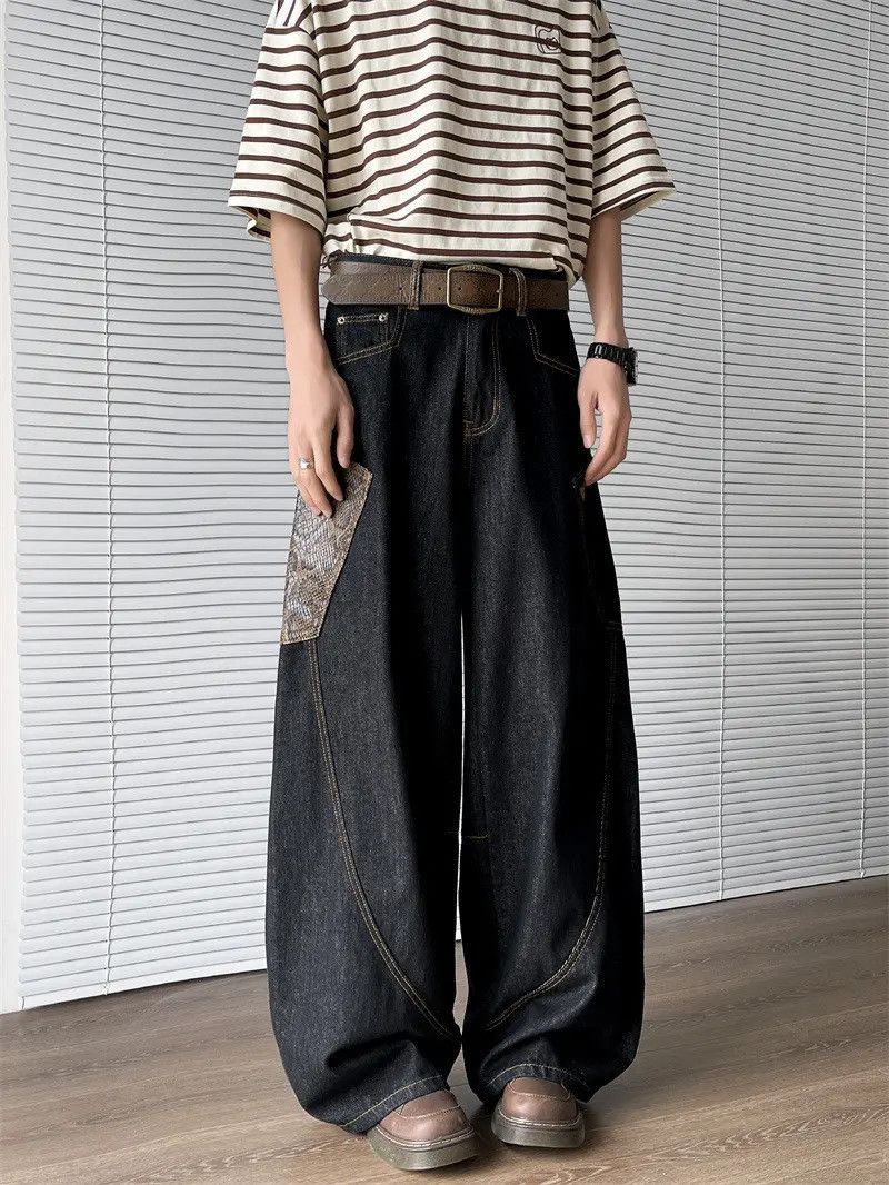 Japanese Brand Retro loose wide leg patchwork jeans Size US 32 / EU 48 - 3 Thumbnail