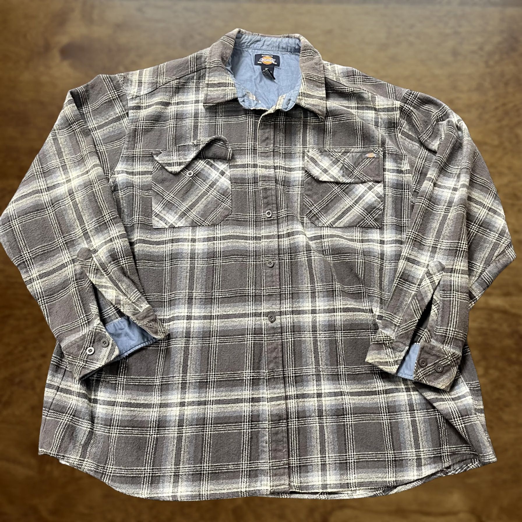 Dickies Dickies Flannel Shirt Mens 3XL Gray Plaid Button Front Lined Casual Workwear Shirt Size US XXL / EU 58 / 5 - 1 Thumbnail