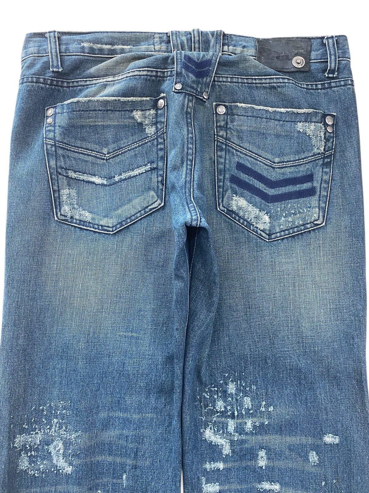 Japanese Brand Soocut Blue Wash Distressed Style Straight Leg Jeans Size US 35 - 4 Thumbnail