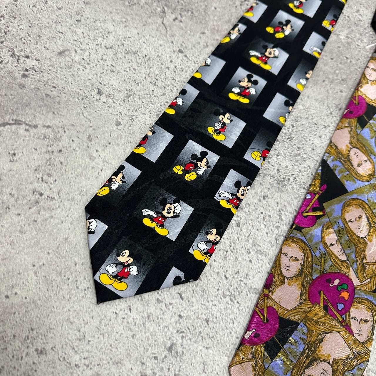 Disney Vintage 90 Mickey Mouse monogram black tie Cartoon Disney Size ONE SIZE - 2 Thumbnail