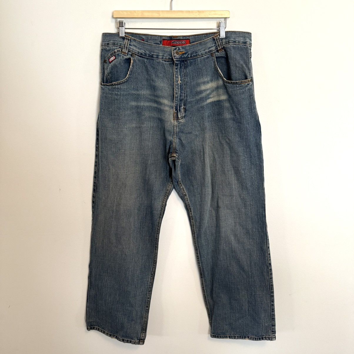Mecca × Vintage VTG Y2K Mecca Distressed Embroidered Baggy Denim Blue Jeans Size US 40 / EU 56 - 1 Thumbnail