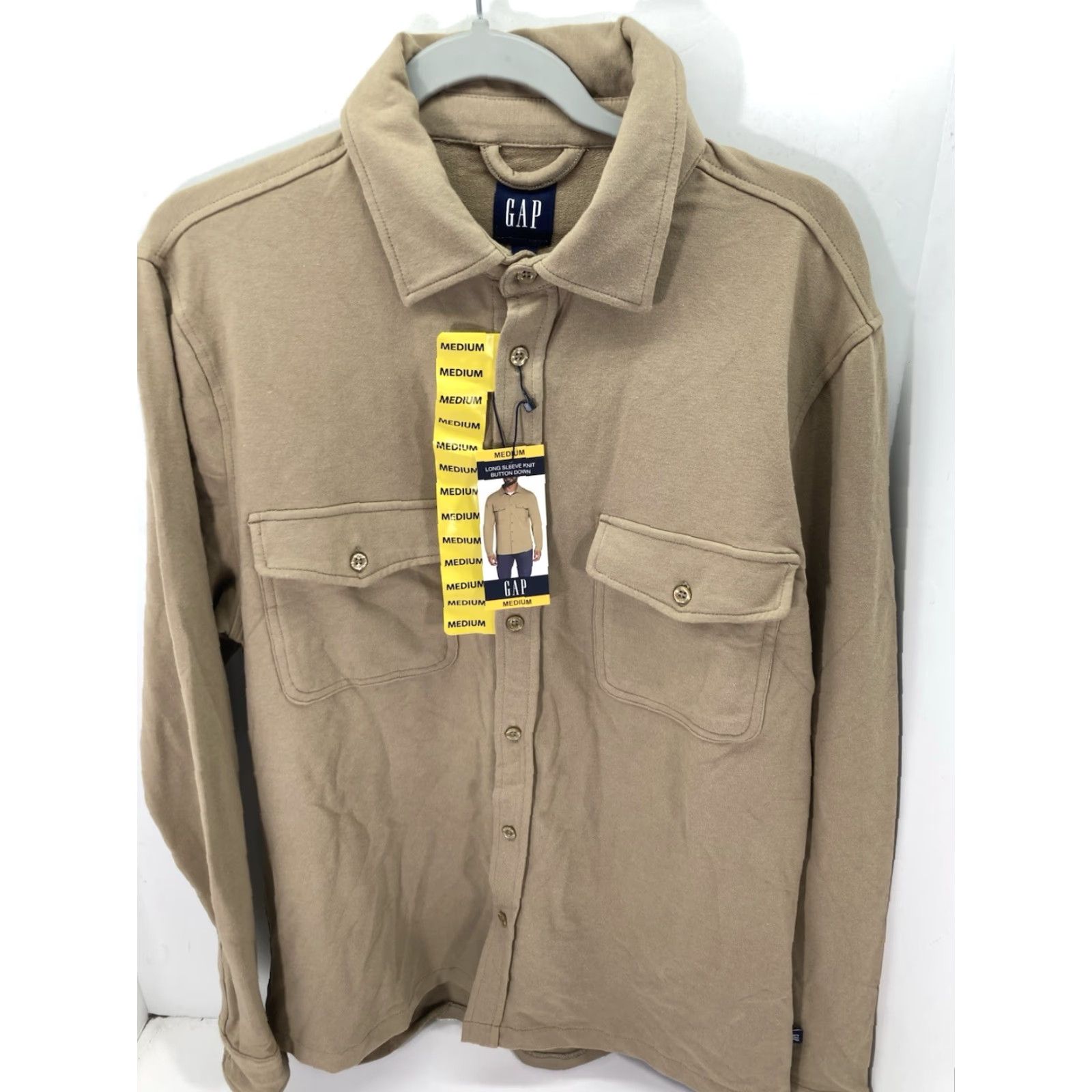 Gap Gap Knit Shirt Men Size Medium Brown Button Long Sleeve Cotton Blend Stretch NWT Size US M / EU 48-50 / 2 - 2 Thumbnail