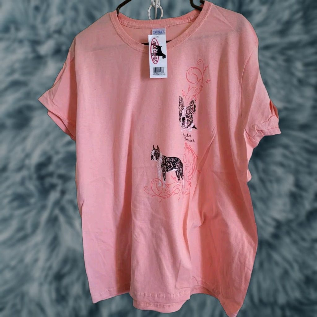 Gildan Womens T Shirt XL Boston Terrier Dog Lovers Sewn NEW NWT Gildan Crew Neck Short Sleeve 100% Cotton Orange Womens Size XL / US 12-14 / IT 48-50 - 1 Thumbnail