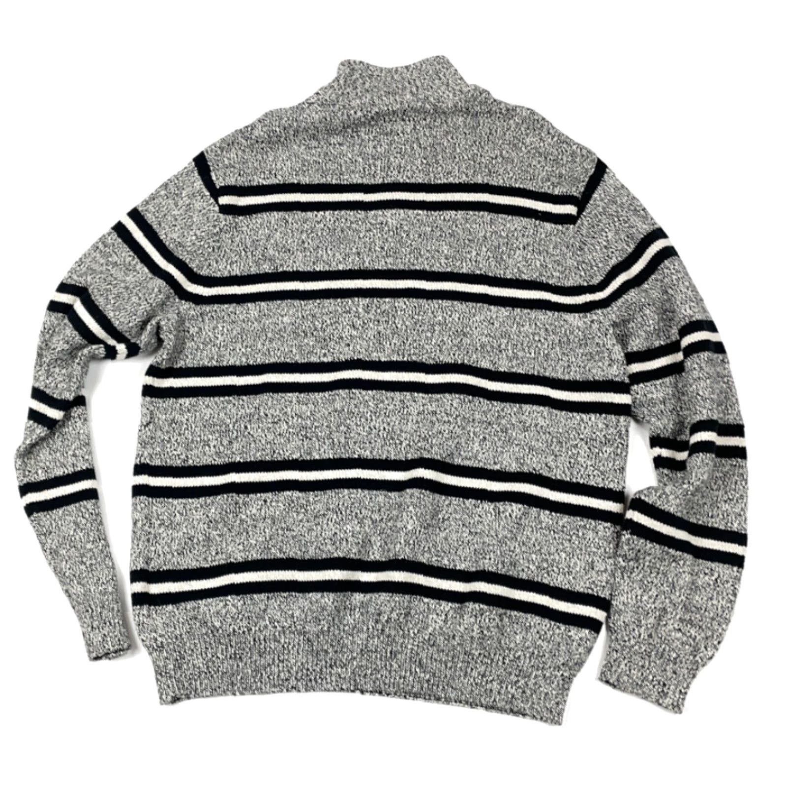 Chaps Preppy Gray Black Striped Pullover High Neck Sweater Adult XL Embroidered Cotton Size US XL / EU 56 / 4 - 2 Thumbnail