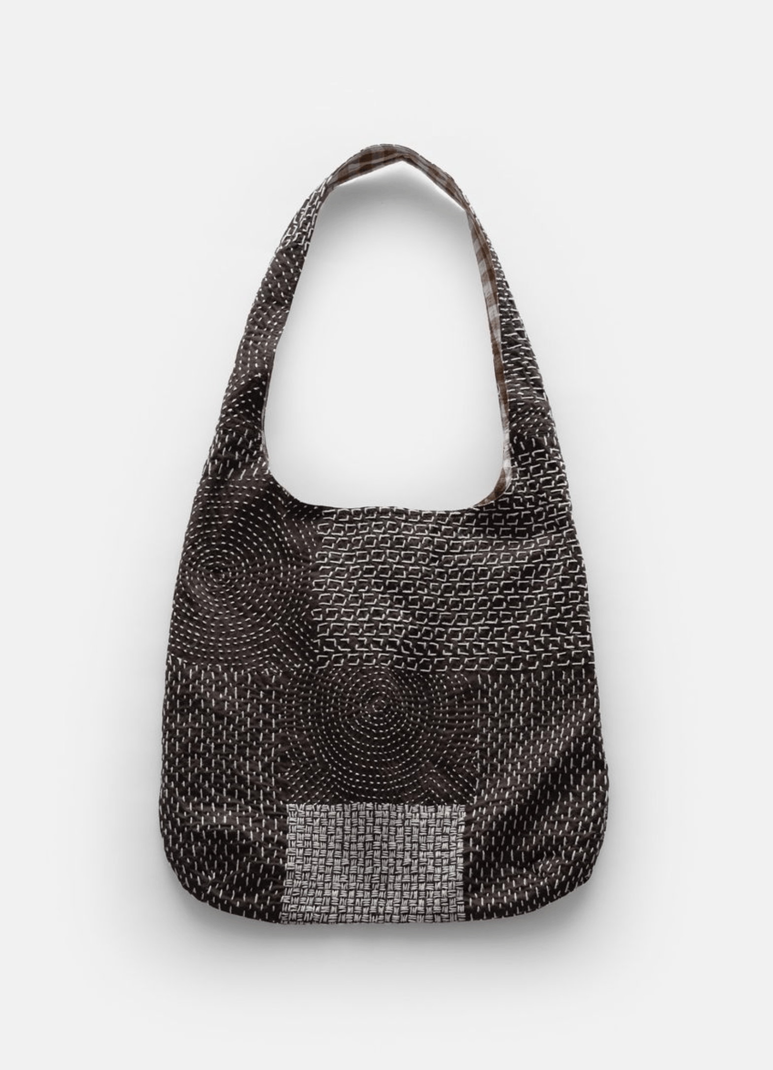 18 East Reversible Sling Bag Handwoven Patchwork in Brown, Men's