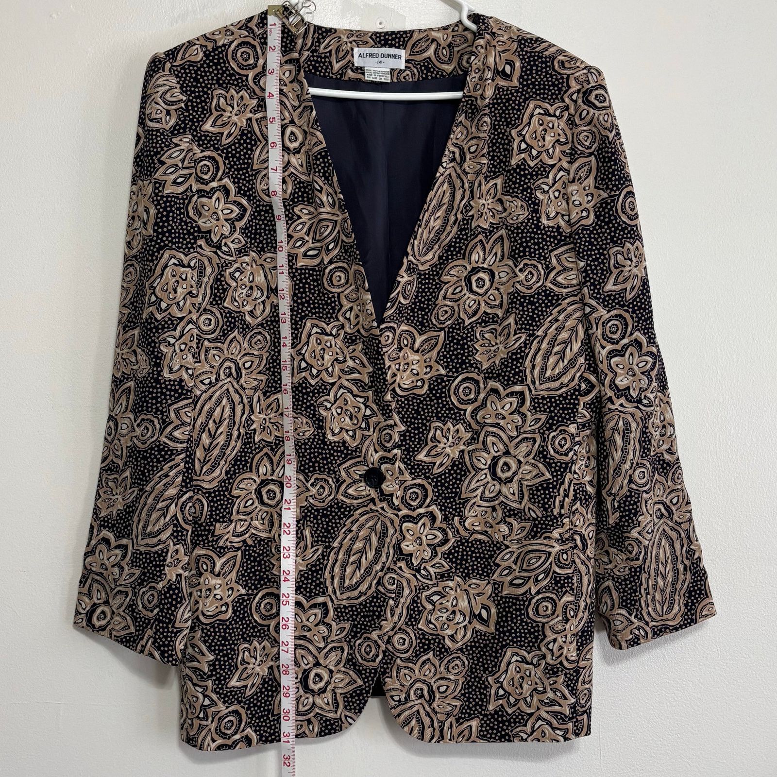 Other Vintage Alfred Dunner Navy Floral Jacket Blazer 14 Size XL / US 12-14 / IT 48-50 - 3 Thumbnail