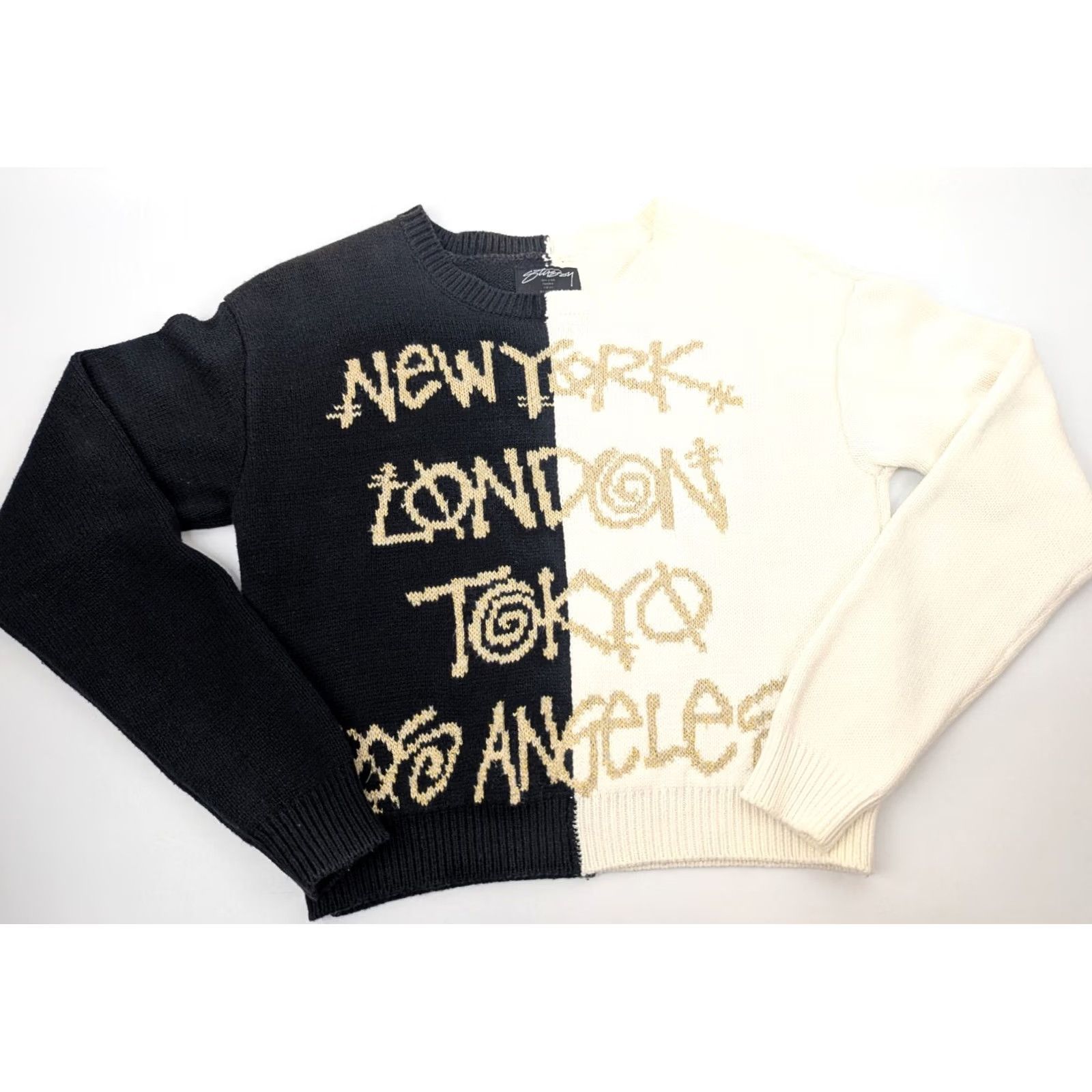 Logo 7 Stussy Sweatshirt Black White Graphic Logo Women’s S Pullover London Theme Size S / US 4 / IT 40 - 2 Thumbnail