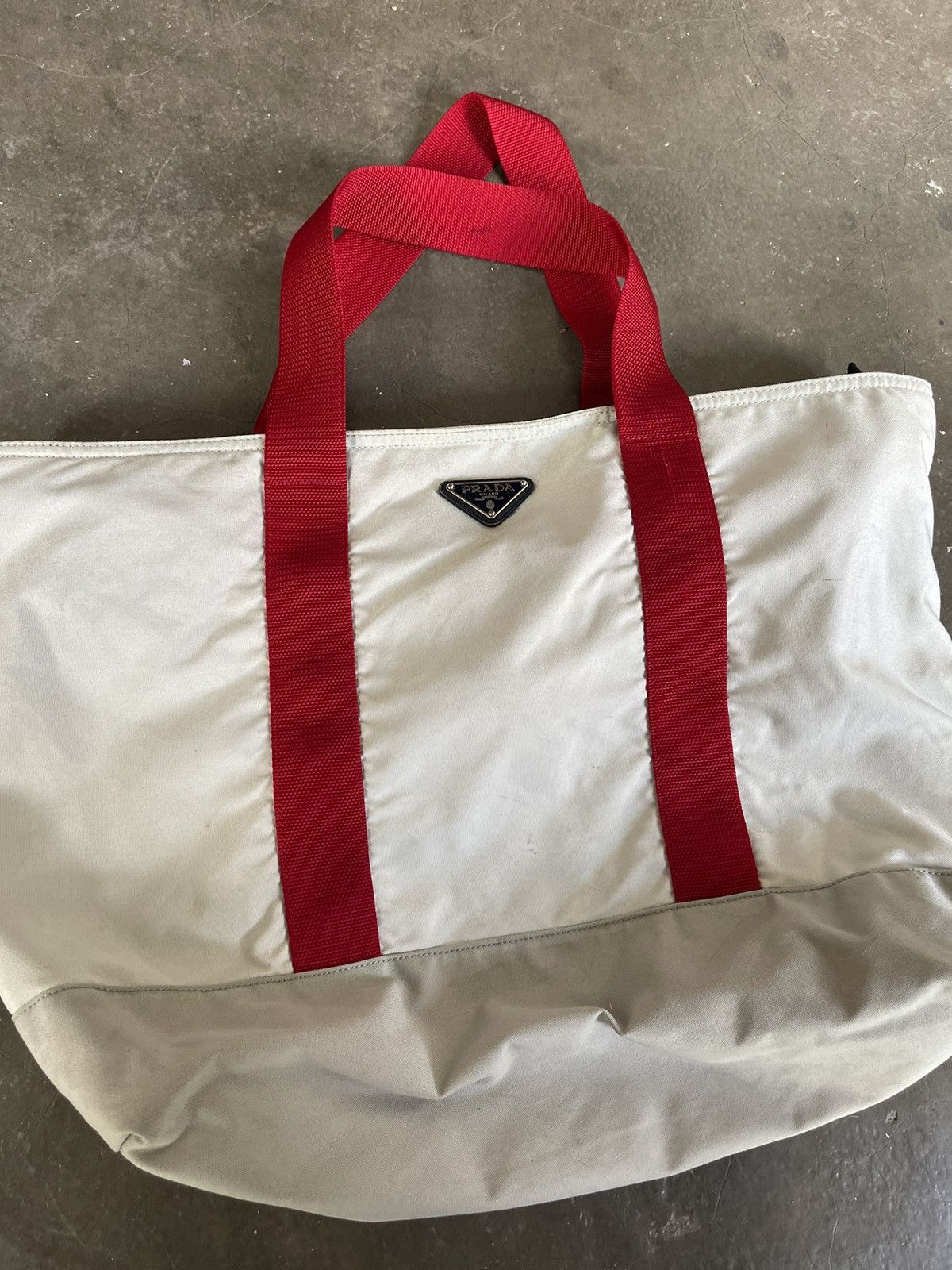 Prada Prada White Tessuto Tote Bag Red Nylon Cloth Size ONE SIZE - 5 Thumbnail