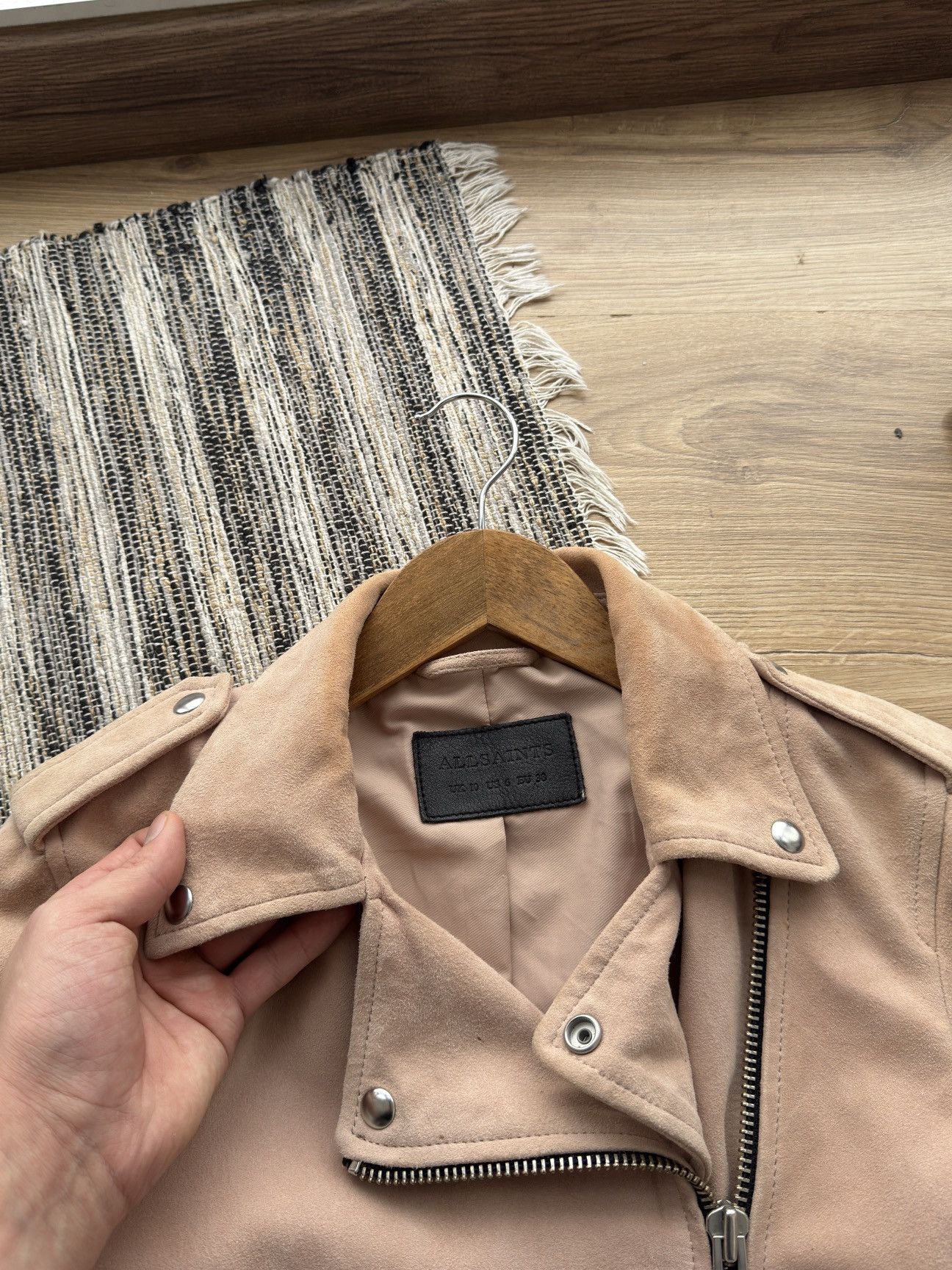 Allsaints ALL SAINTS Powder Pink Suede Balfern Biker Jacket Women’s Size M / US 6-8 / IT 42-44 - 9 Thumbnail