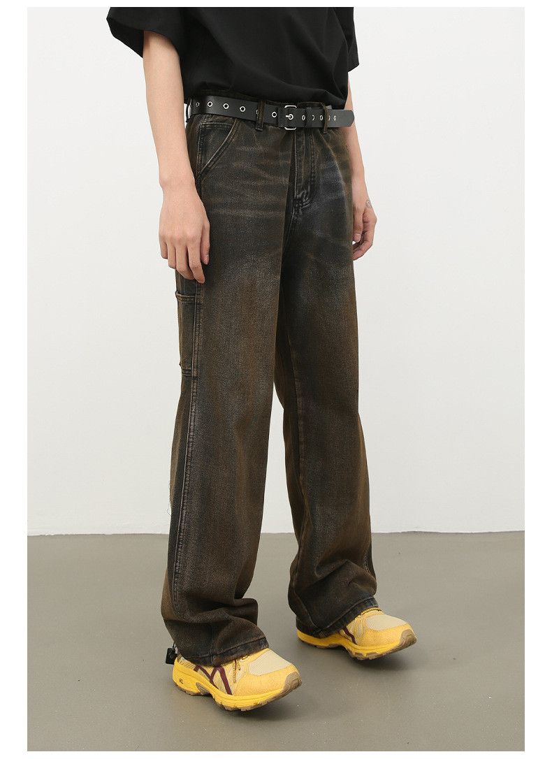 Japanese Brand × Jean Distressed washed men's loose straight high street jeans Size US 32 / EU 48 - 2 Thumbnail