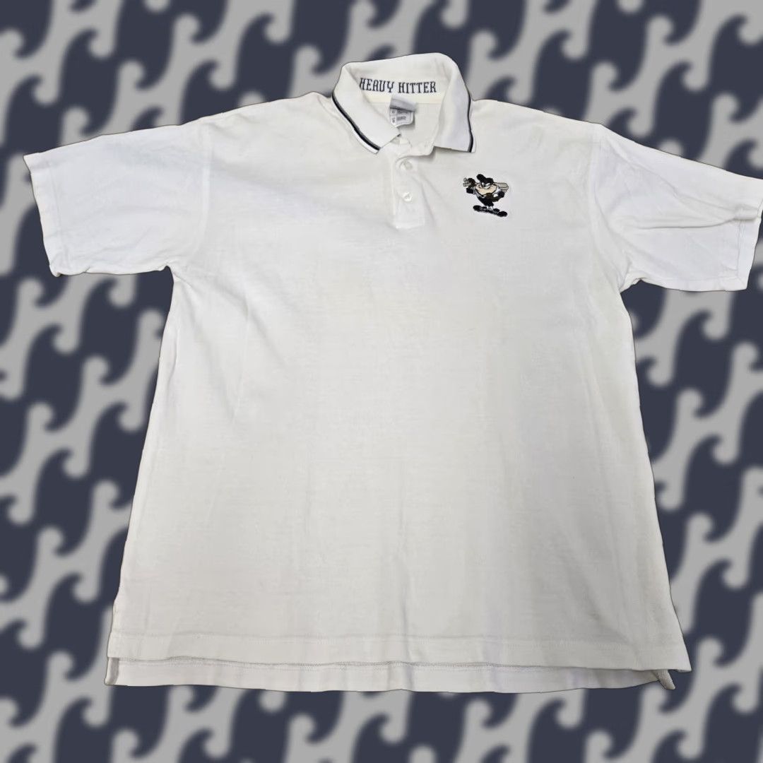 Vintage VINTAGE Warner Bros Polo Shirt Mens Small White Taz Heavy Hitter Golf Baseball Cartoon Size US S / EU 44-46 / 1 - 1 Thumbnail