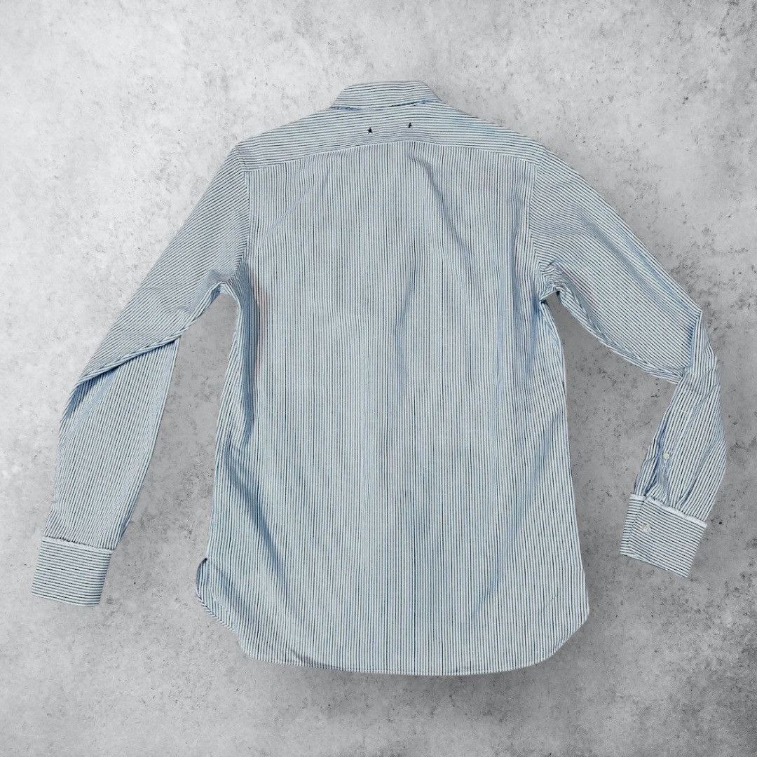 Golden Goose GOLDEN GOOSE White & Light Blue Stripes Long Sleeves Shirt Size US M / EU 48-50 / 2 - 2 Thumbnail