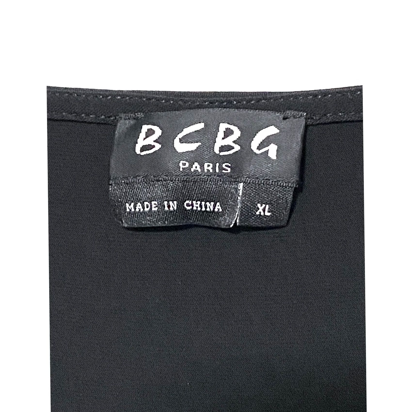 Vintage BCBG Paris Satin Trim V Neck Black Matte Jersey Midi Dress XL Women LBD Party Cocktail Formal Size XL / US 12-14 / IT 48-50 - 5 Thumbnail