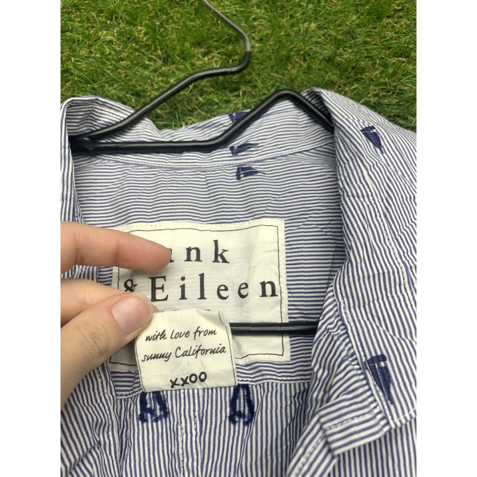 Frank & Eileen Frank & Eileen Shirt Mens XL Button-Down Long Sleeve Striped Blue Cotton Classic Fashion Size US XL / EU 56 / 4 - 5 Thumbnail