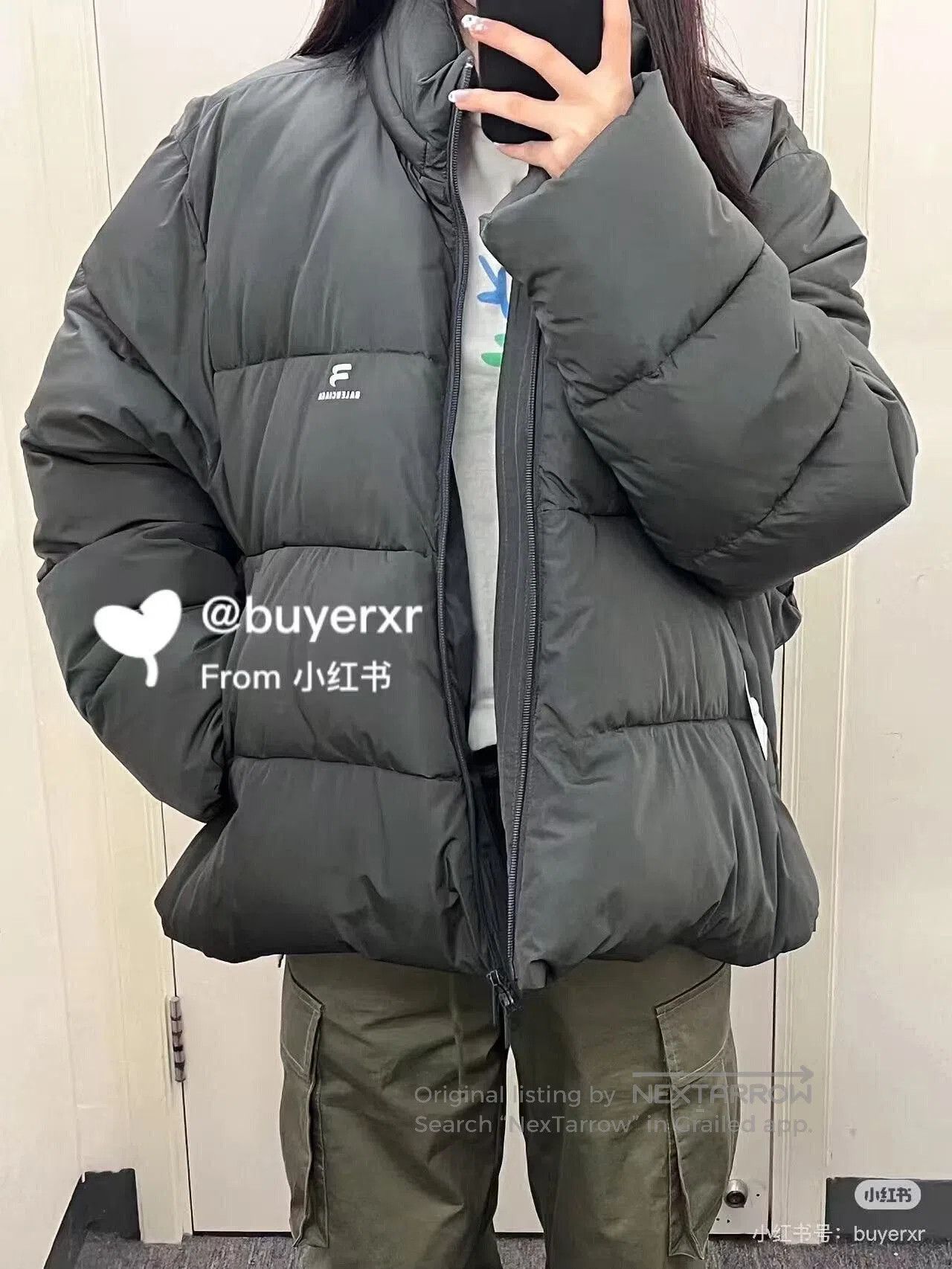 Balenciaga balenciaga gray oversized double logo puffer jacket. Size US L / EU 52-54 / 3 - 6 Thumbnail