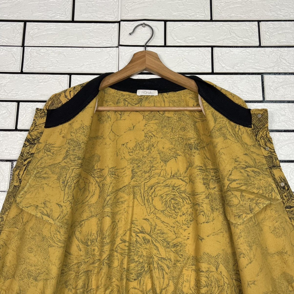 Japanese Brand Vintage Art Florals Print Wool Silk Button Jacket #4115-C187 Size M / US 6-8 / IT 42-44 - 12 Thumbnail