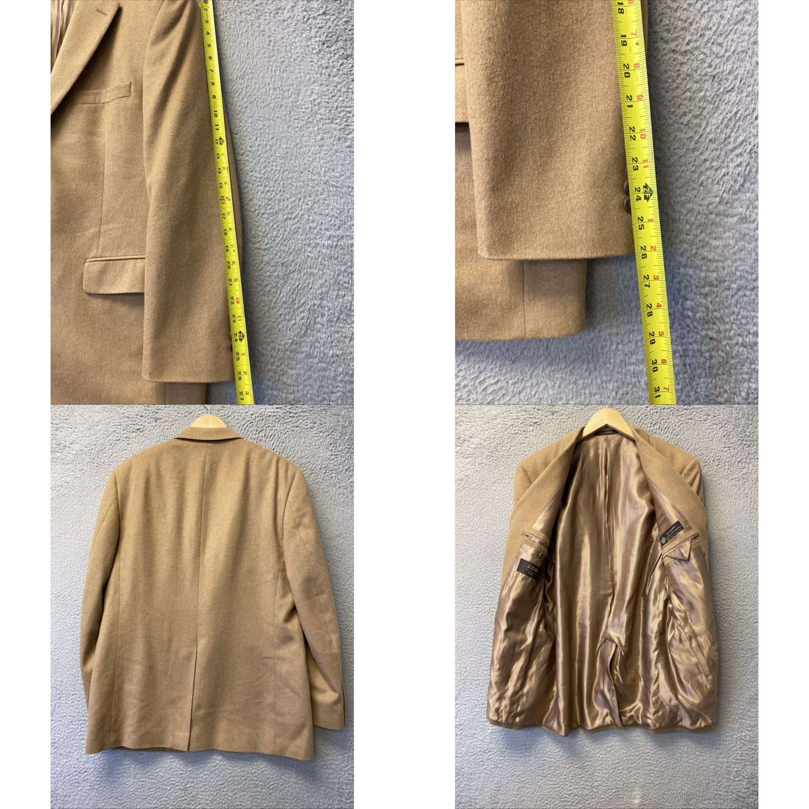 Tasso Elba VINTAGE Tasso Elba Blazer Mens 42 Single-Breasted Suit Jacket Formal Beige Camel Hair US 80s Size 42R - 8 Thumbnail