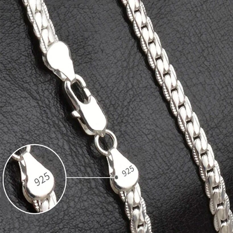 Jewelry Sterling Silver 2 Piece 5MM Full Sideways Chain Necklace Size ONE SIZE - 4 Thumbnail