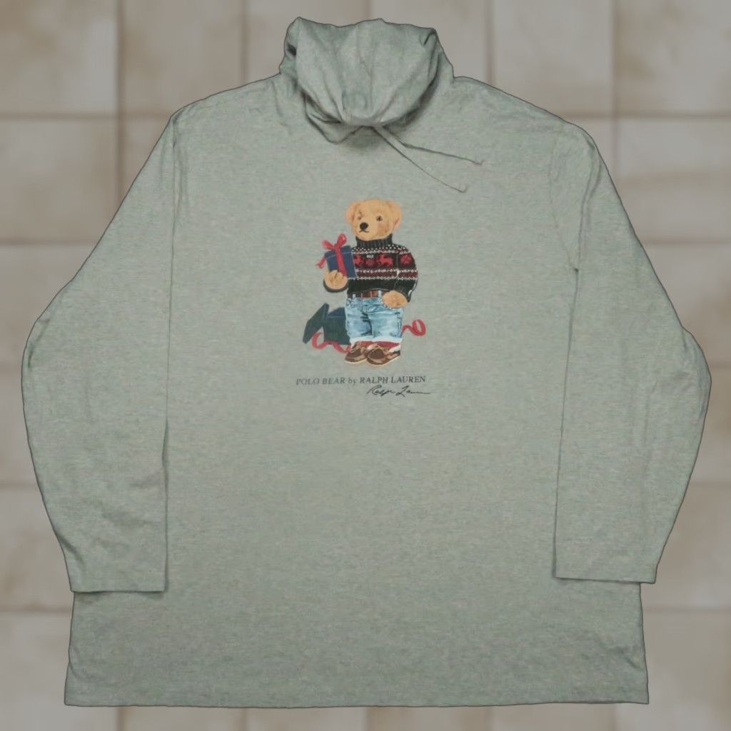 Polo Ralph Lauren Polo Ralph Lauren Hoodie Mens 4XL Tall Gray Christmas Bear Pullover Hooded 4XLT Size US XXL / EU 58 / 5 - 1 Thumbnail