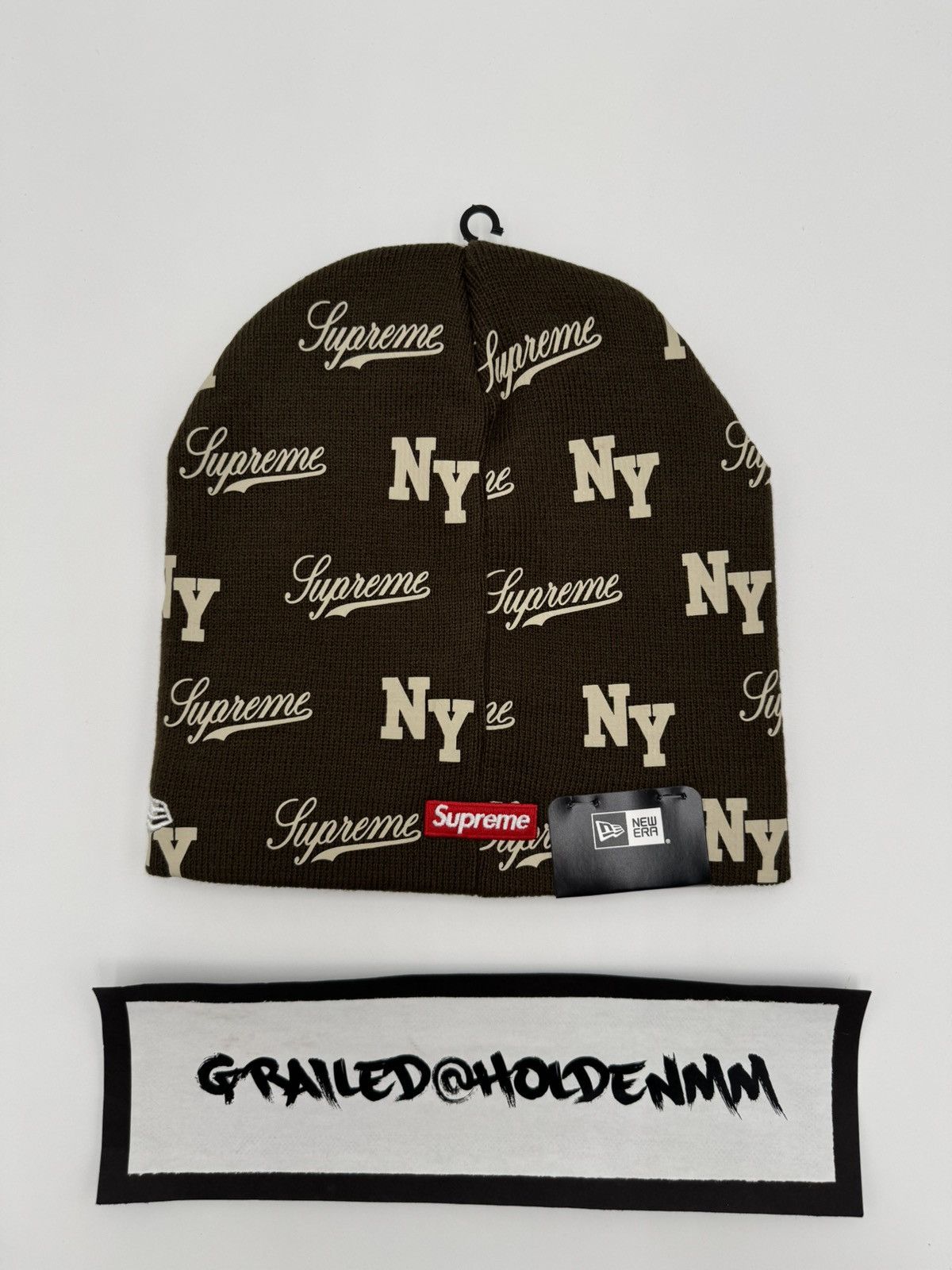 New Era × Supreme Supreme New Era Monogram Beanie Brown Size ONE SIZE - 4 Thumbnail