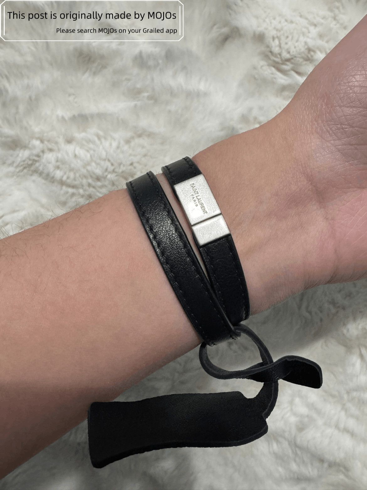 Saint Laurent Paris Saint Laurent Paris Leather Joint Silver Logo Bracelet Size ONE SIZE - 5 Thumbnail