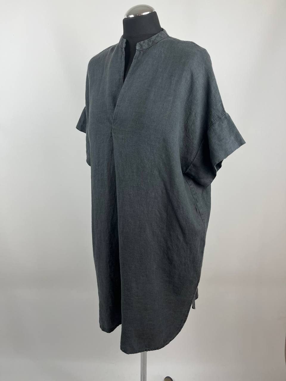hannes roether Hannes Roether 100% Pure Linen Midi Kaftan Gray Dress Size M / US 6-8 / IT 42-44 - 2 Thumbnail