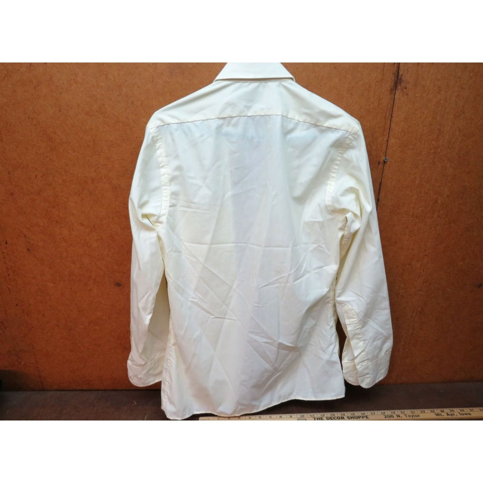 Vintage VINTAGE Men's Enro 15 Regular Dress Shirt Business Shirt Long Sleeve Yellow 1970s Mens Regular Size 15 Cotton Blend Style Size 40R - 4 Thumbnail