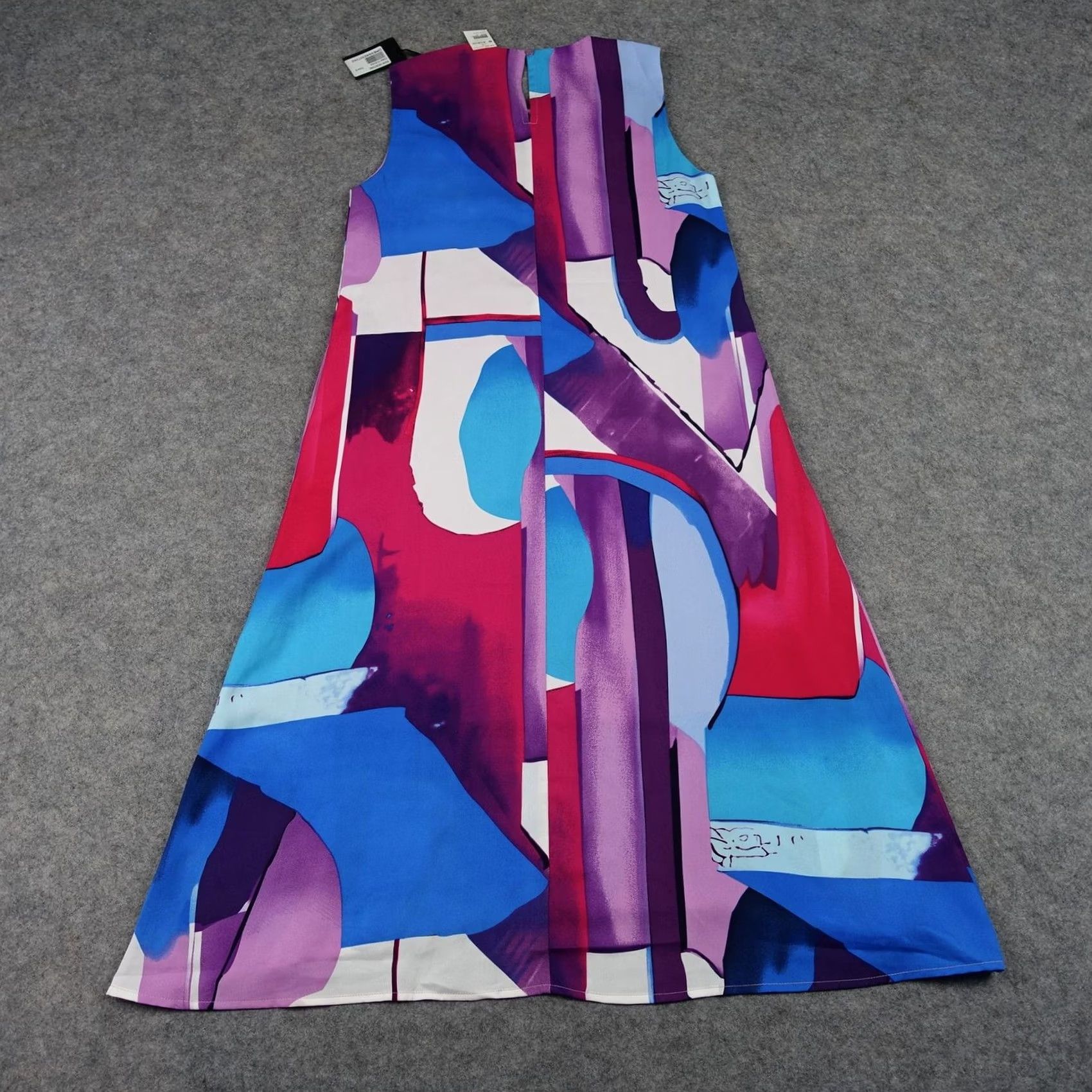Vintage VINTAGE The Station Dress Womens 8 Blue Geometric Shift Sleeveless Midi Pockets Art VTG Size M / US 6-8 / IT 42-44 - 6 Thumbnail