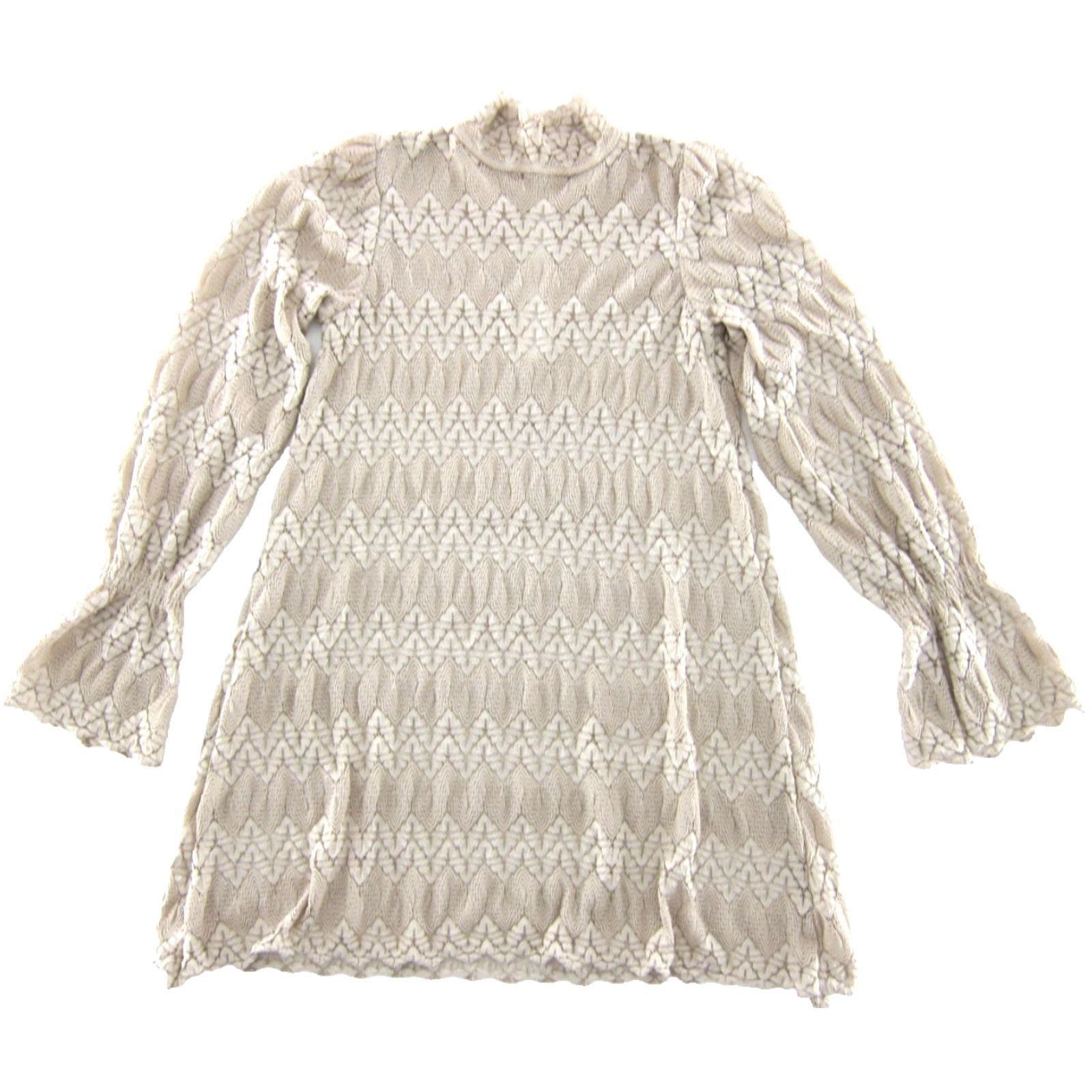 Free People VINTAGE Free People Dress XS Ivory Lace Stretch Mock Neck Long Sleeve Smock Dress, Knee Length, Bohemian, Women, XS Size XS / US 0-2 / IT 36-38 - 2 Thumbnail