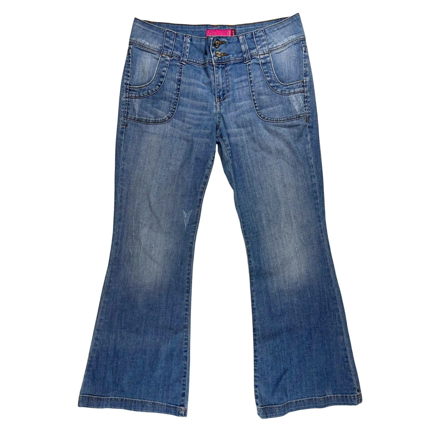 Vintage GLO Jeans Flared Denim Junior's Size 13 High Rise Y2K Style Size 34" / US 12 / IT 48 - 1 Thumbnail