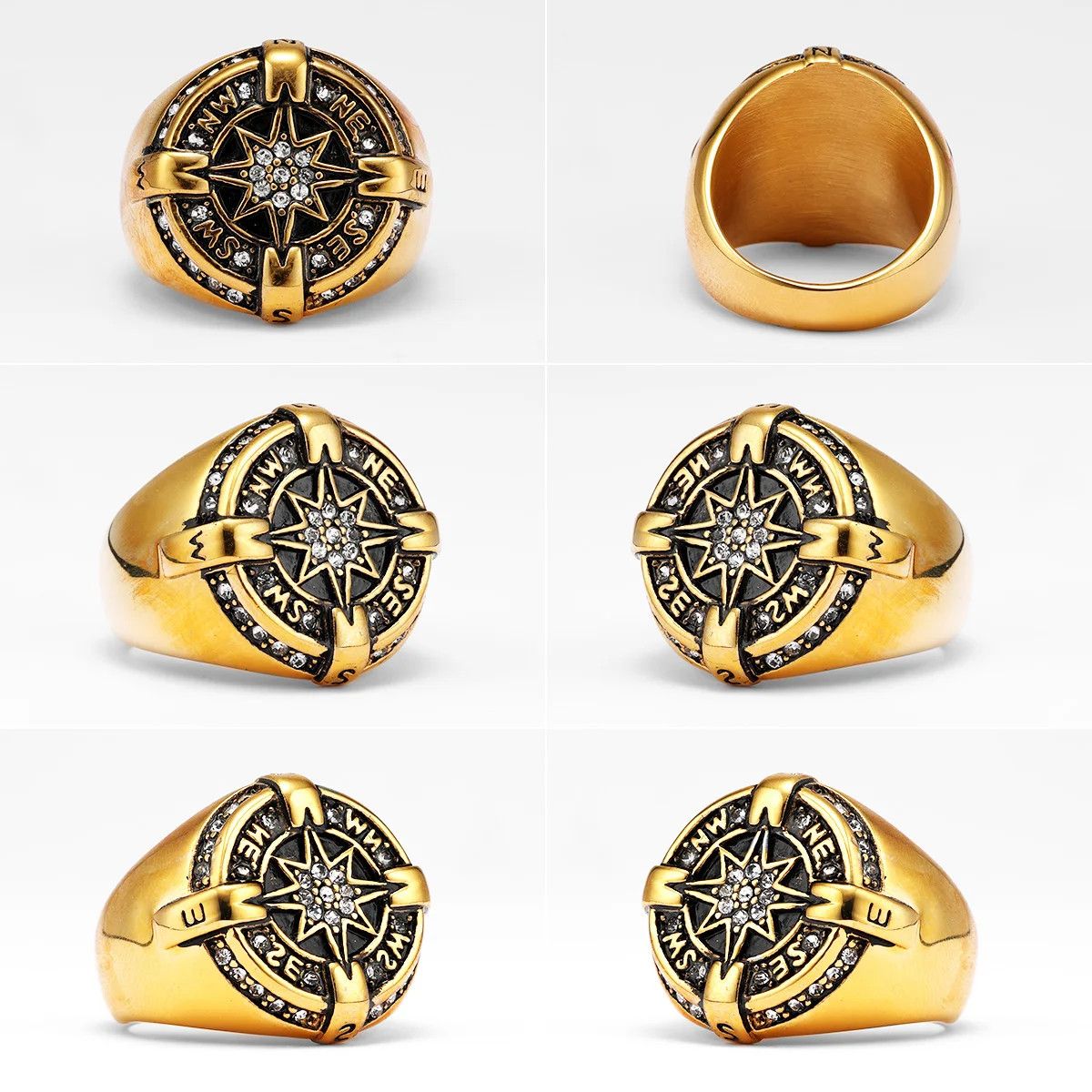 Japanese Brand × Jewelry × Vintage Luxury Compass Rhinestone Ring Size ONE SIZE - 4 Thumbnail