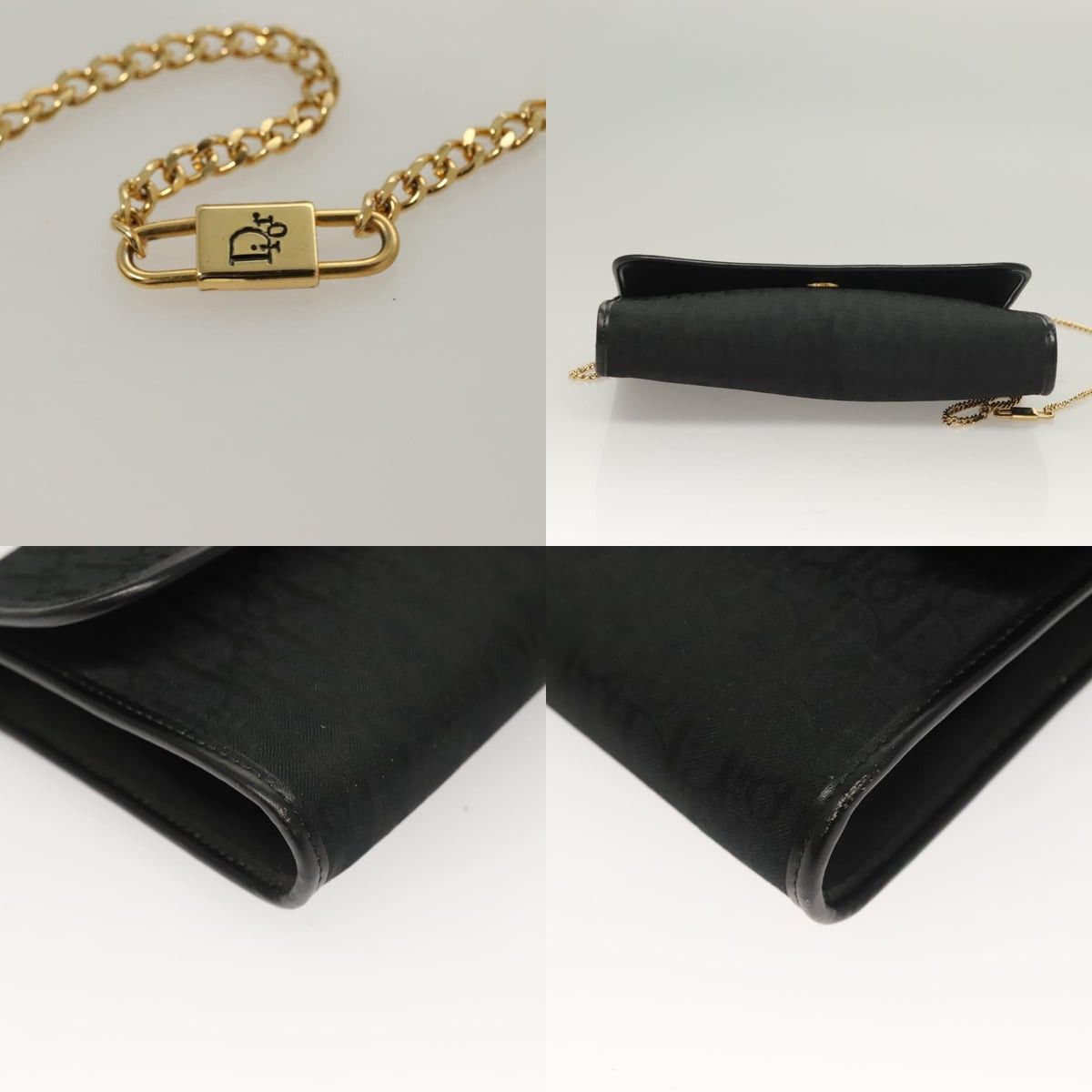 Dior DIOR Trotter Canvas Chain Shoulder Bag Black Gold Size ONE SIZE - 10 Thumbnail