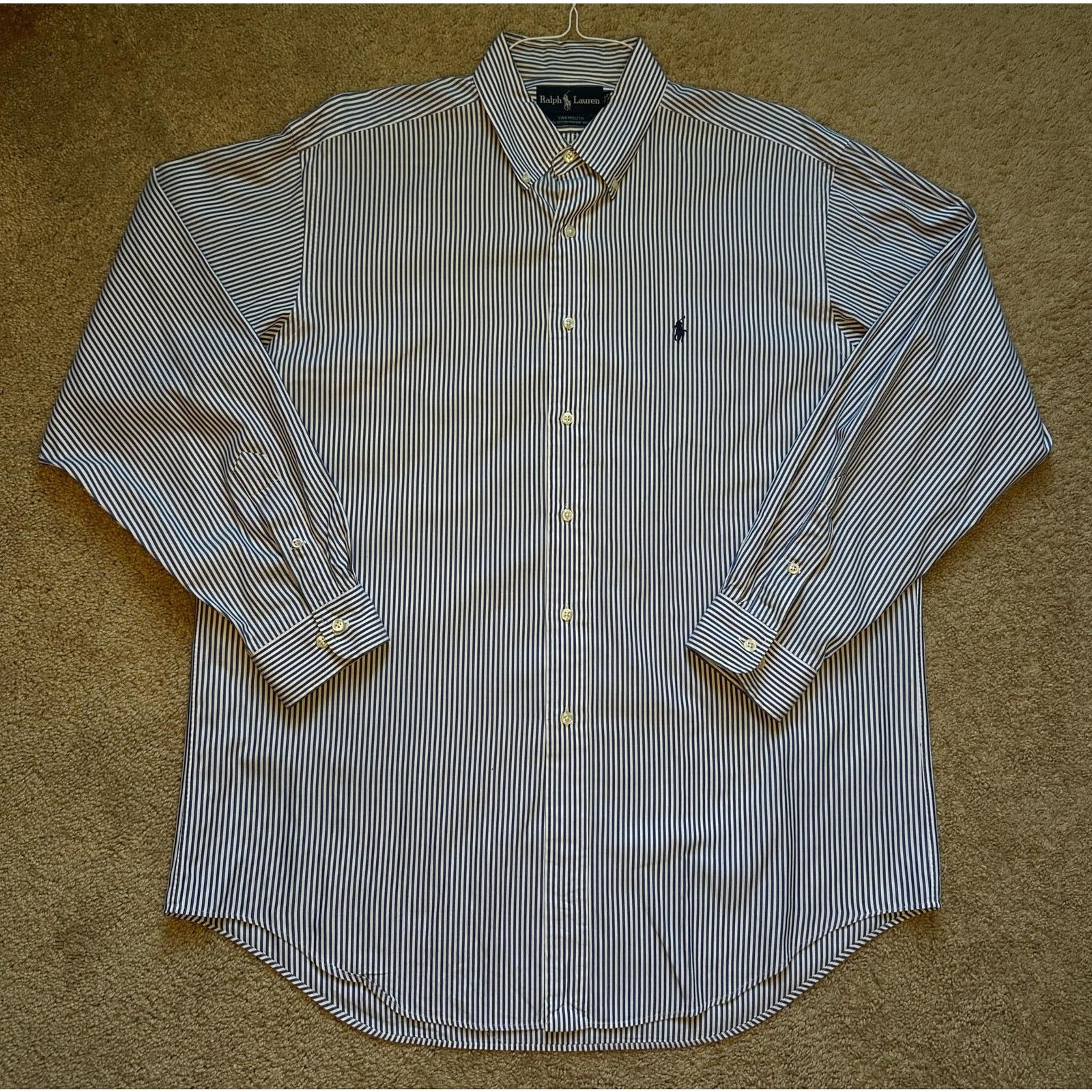 Ralph Lauren Ralph Lauren Yarmouth Stripe Dress Shirt Blue/White 16.5 Size US L / EU 52-54 / 3 - 1 Thumbnail