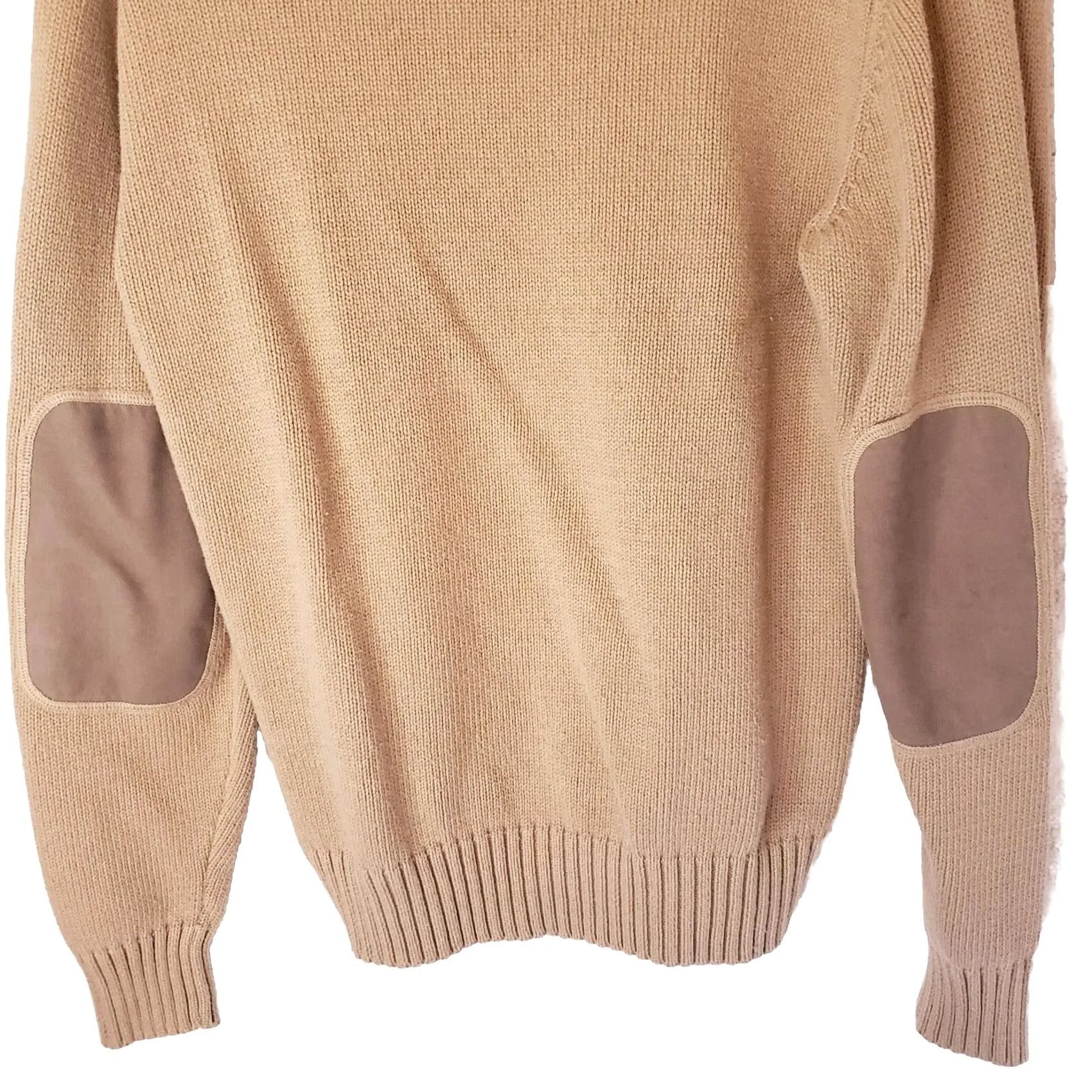 Vintage VINTAGE Bob Timberlake Sweater Mens S Pullover Mock Neck Leather Tan Khaki Green Cowl Neck Elbow Pads Button Accent Size US S / EU 44-46 / 1 - 7 Thumbnail