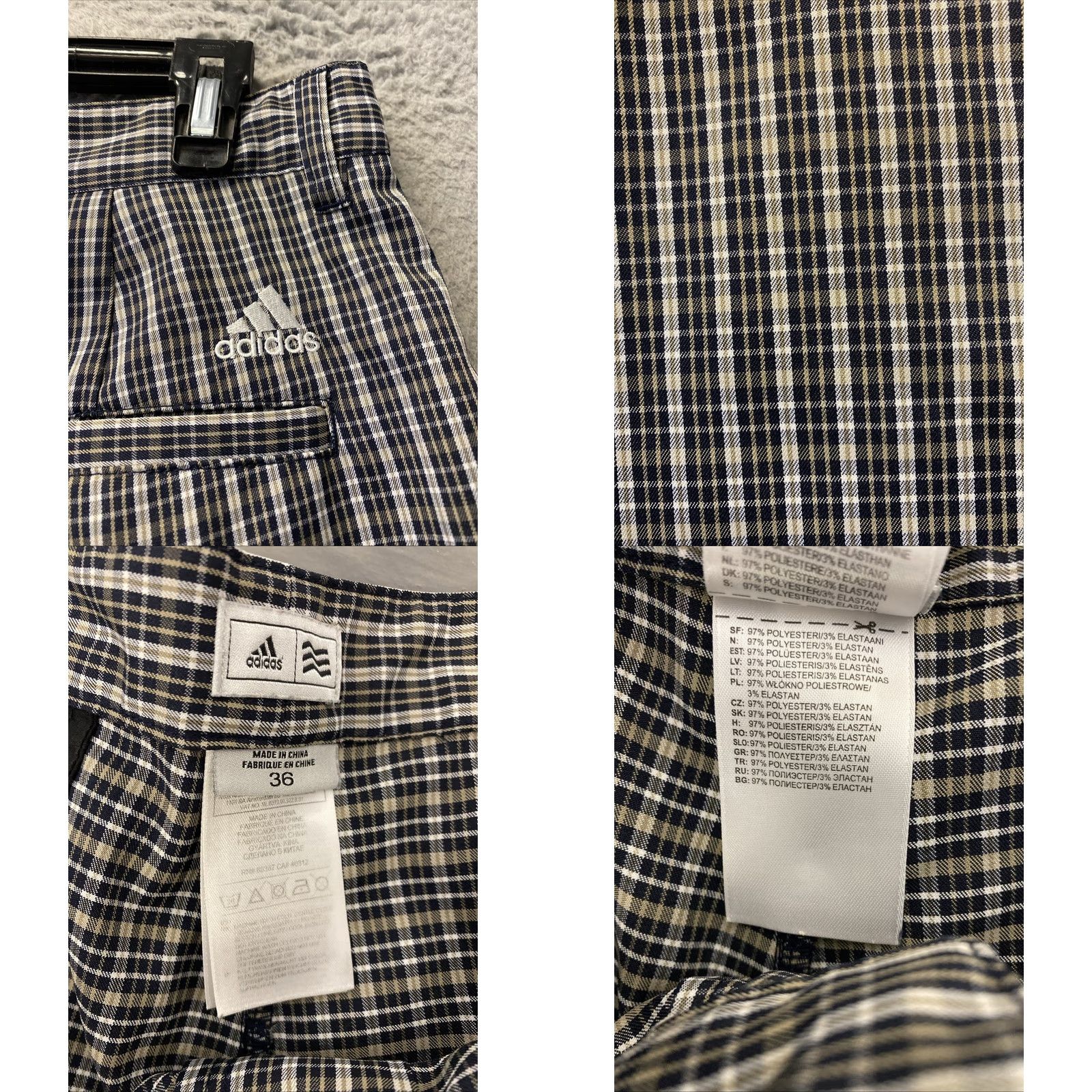 Adidas Adidas Golf Shorts Men 36 Gray Tan Plaid Flat Front Chino /0702 Size US 38 / EU 54 - 8 Thumbnail