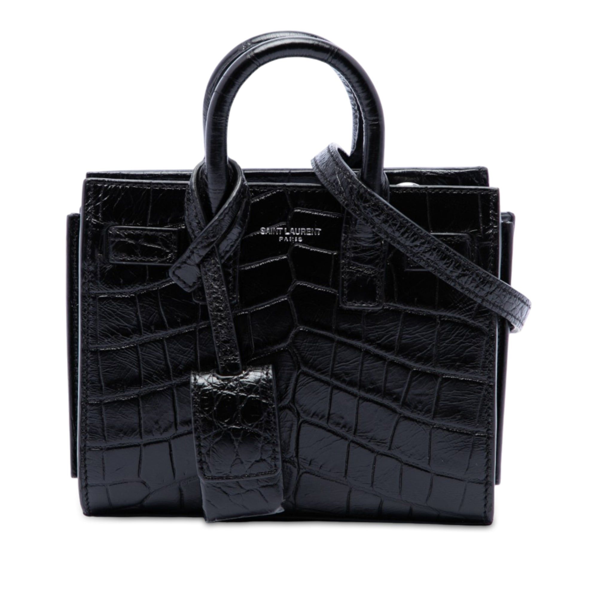 Saint Laurent Paris Toy Croc Embossed Leather Sac De Jour Satchel Size ONE SIZE - 1 Thumbnail