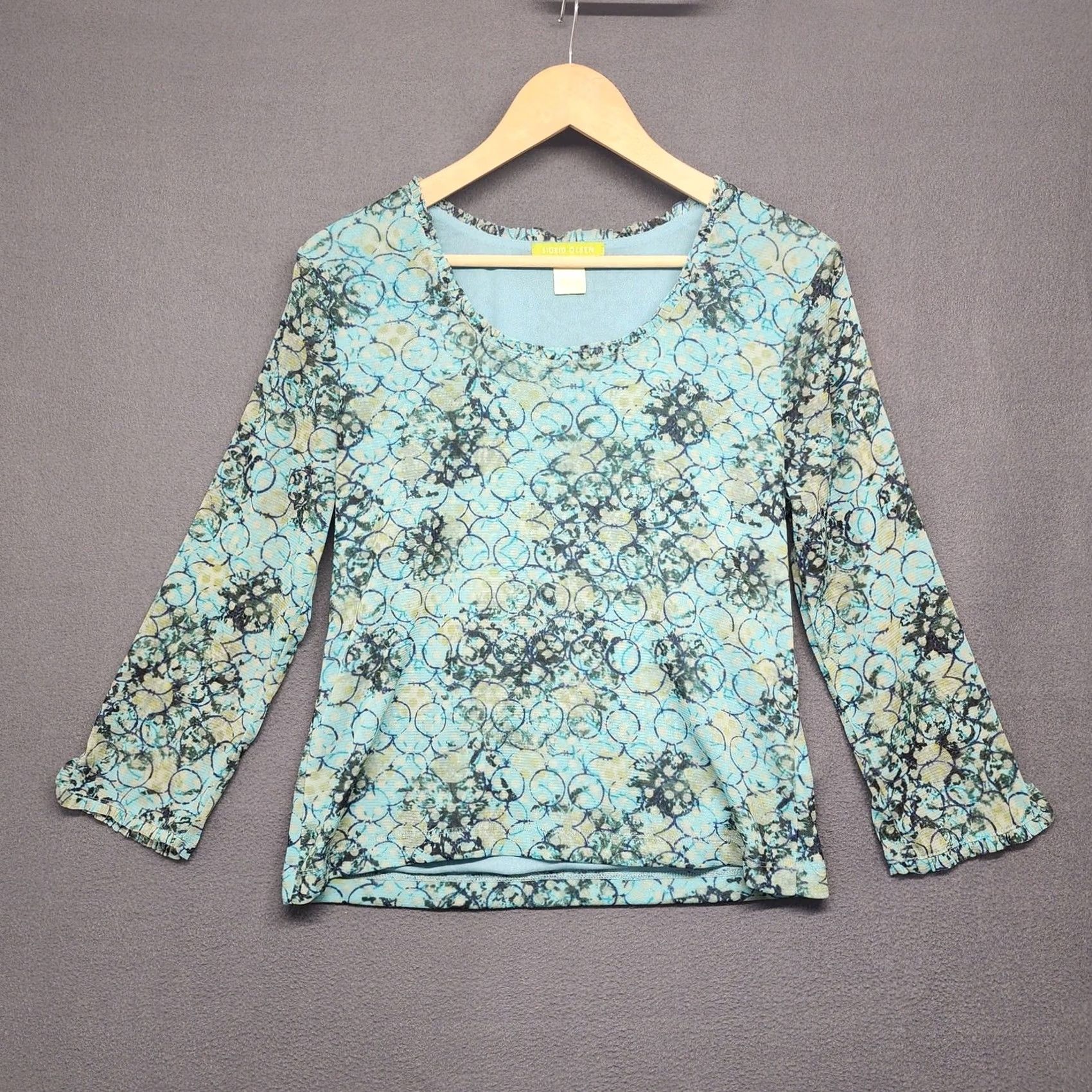 Vintage Sigrid Olsen Top Womens Large Blue Geometric Print Stretch Blouse L Womens Blu e Green Geometric Print Stretch Ş Size L / US 10 / IT 46 - 2 Thumbnail