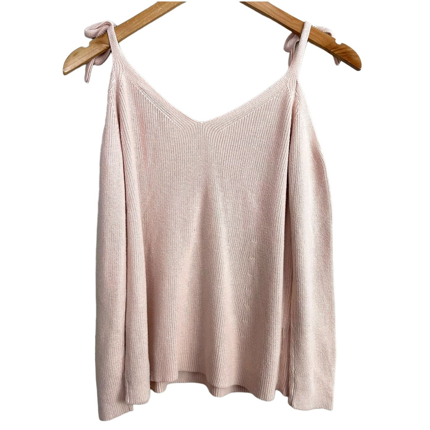 Loft Pink Tie Shoulder Ribbed Sweater Top S Size S / US 4 / IT 40 - 3 Thumbnail