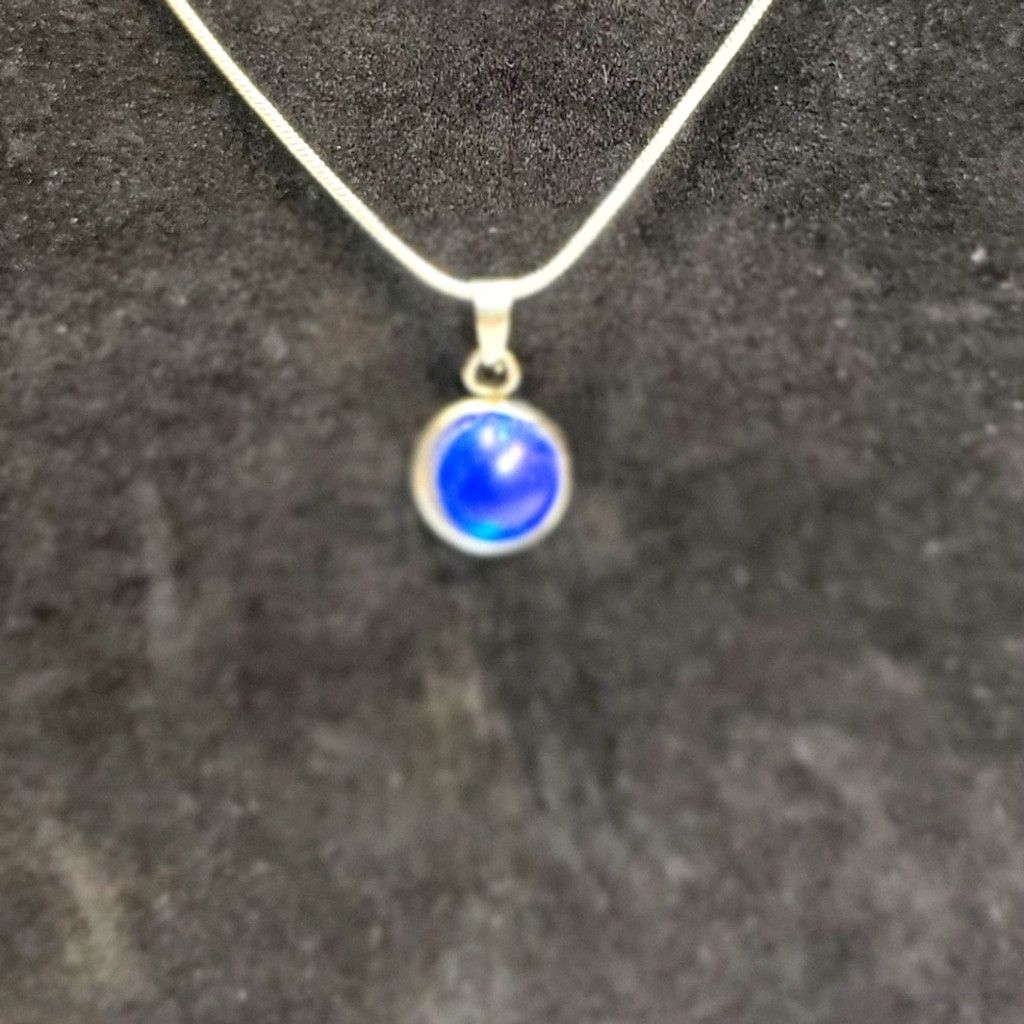 Handmade Dark blue crystal rhinestone 925 sterling silver necklace Size ONE SIZE - 2 Thumbnail