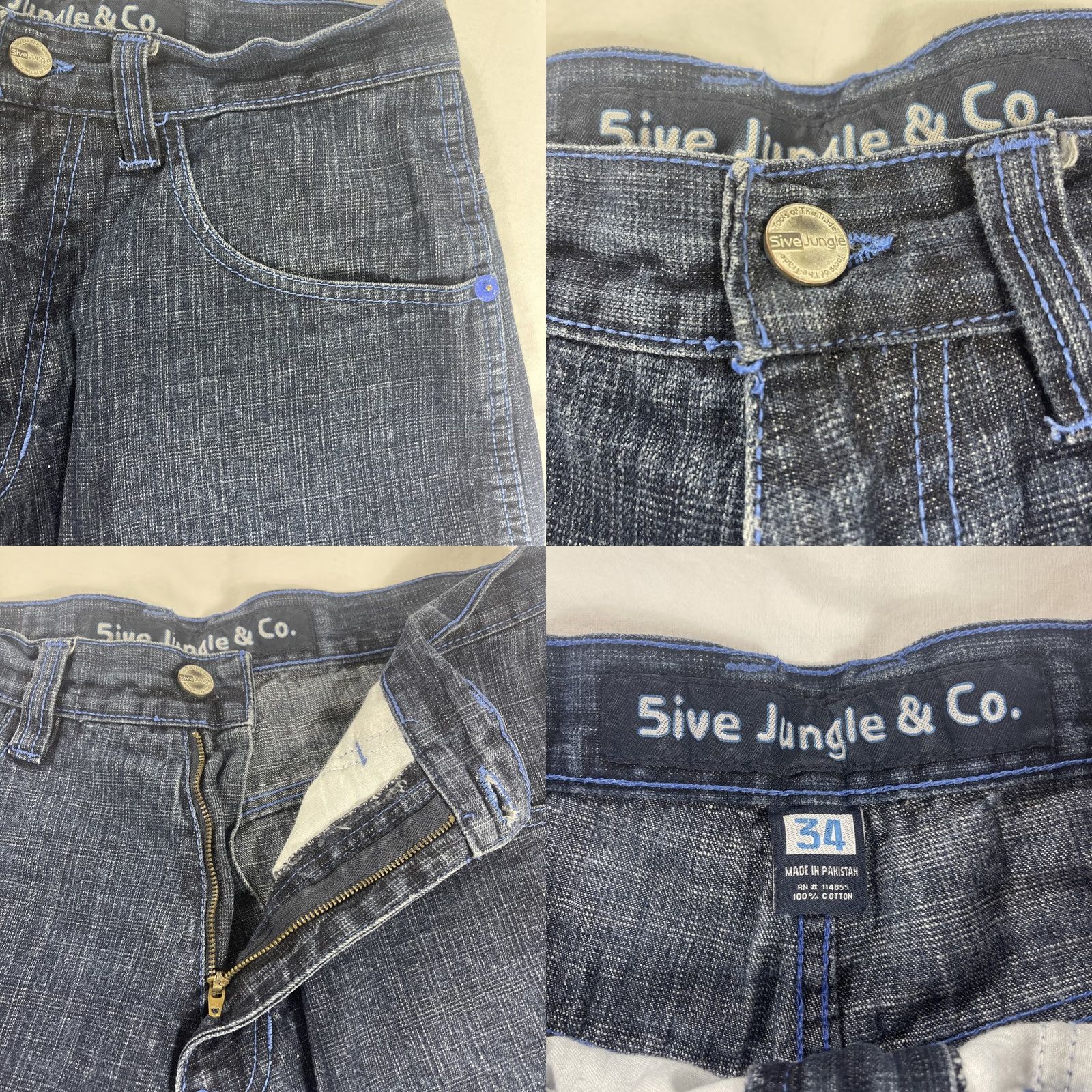 CO VINTAGE 5ive Jungle & Co Mens 34 Jean Shorts Baggy Skater Grunge Y2K Hip Hop Denim Blue 90s Pockets Shorts Mens 34in inseam 8in Size US 34 / EU 50 - 8 Thumbnail