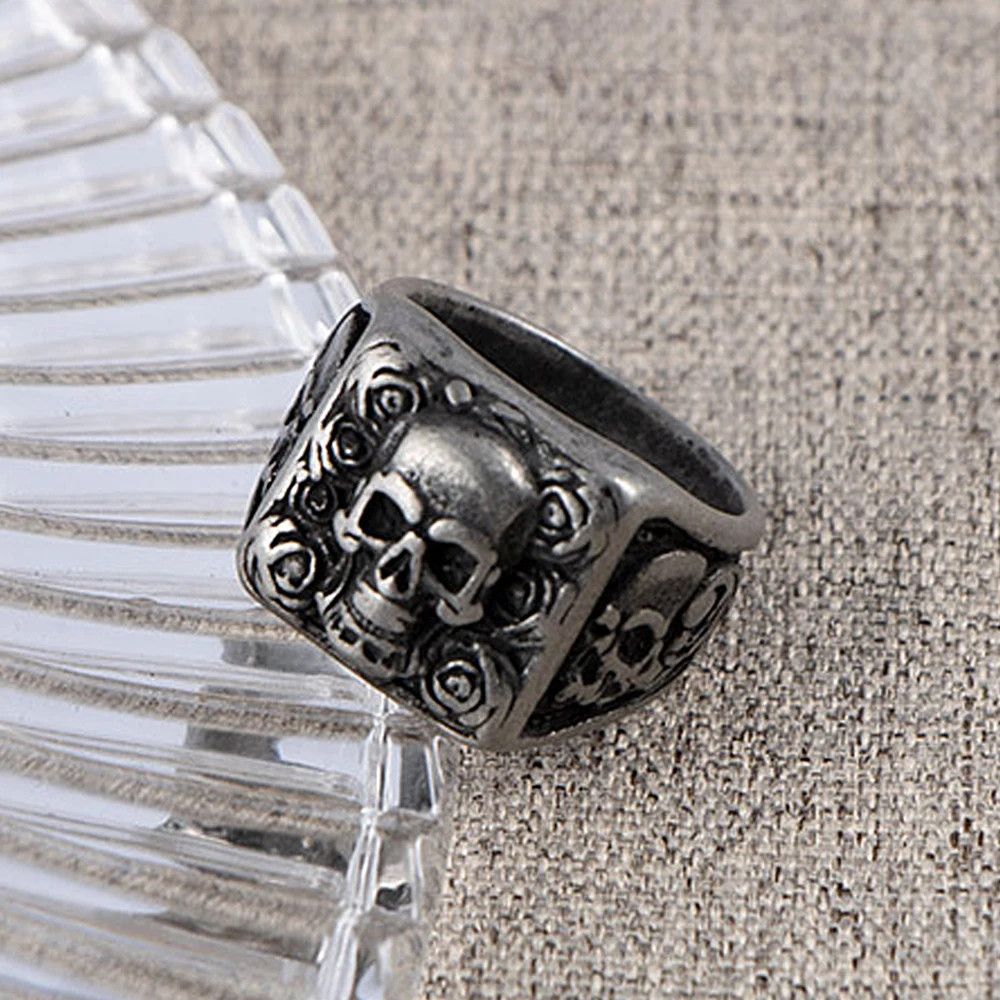 Jewelry Creative Unique Rose Skull Ring Size ONE SIZE - 1 Thumbnail