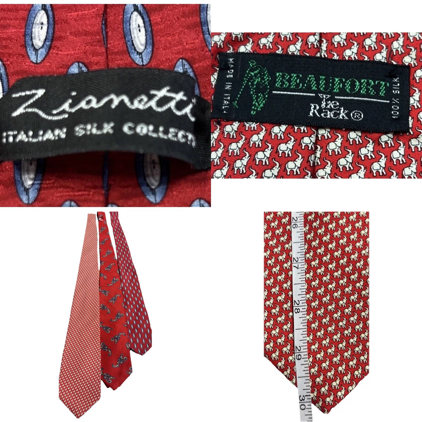 Vintage Men’s Silk Ties Red Patterned Lot Of 3 Italy USA 100% Silk Tie Set Accessories Variety Pattern Classic Mens Size ONE SIZE - 9 Thumbnail