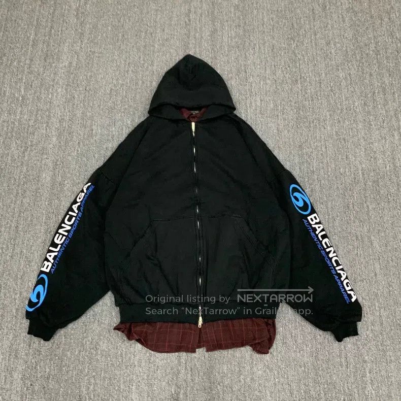 Balenciaga Balenciaga Black Surfing Faux Two-Piece Aged Zip-Up Jacket Size US S / EU 44-46 / 1 - 1 Thumbnail