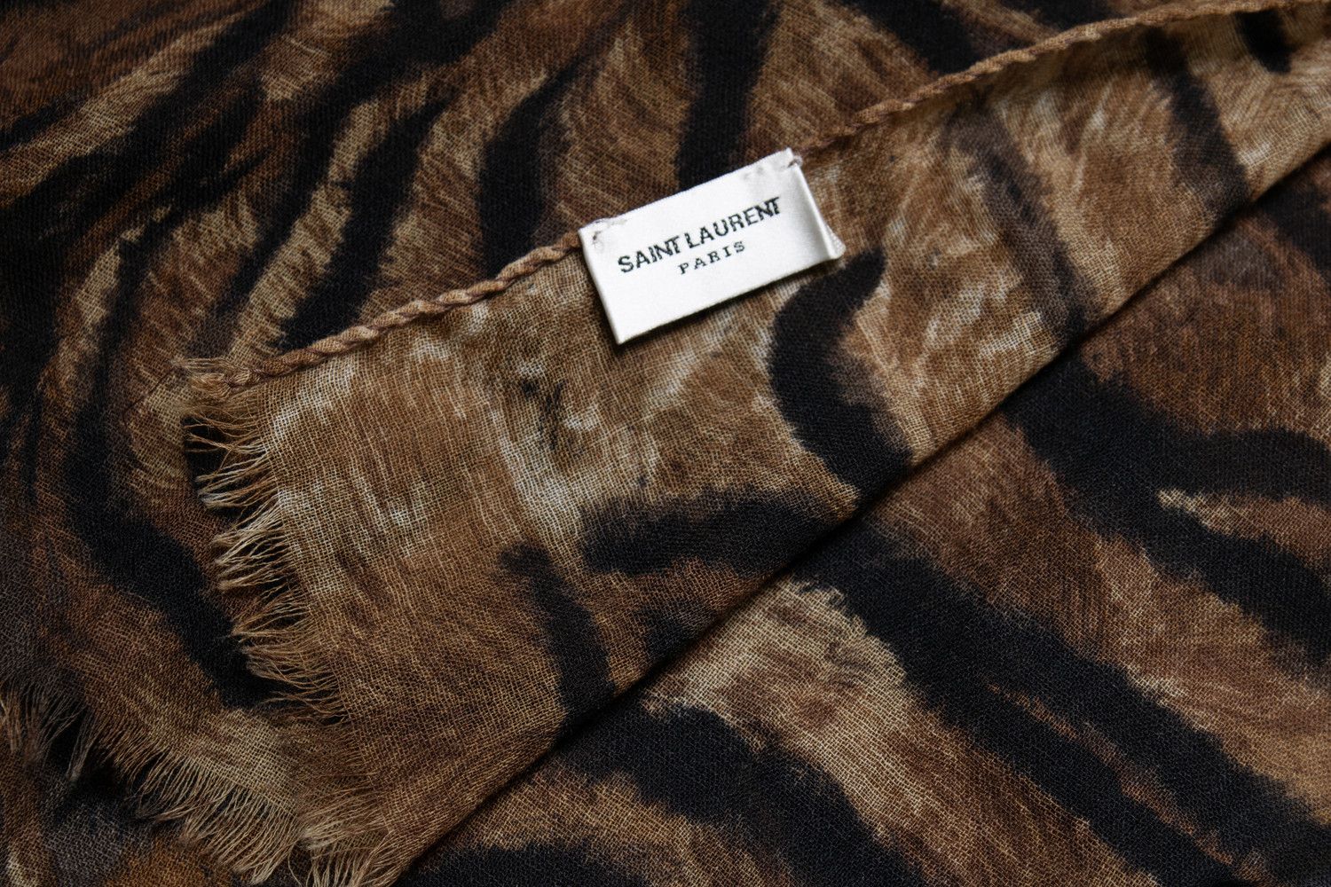 Saint Laurent Paris Saint Laurent, Tiger printed scarf Size ONE SIZE - 3 Thumbnail