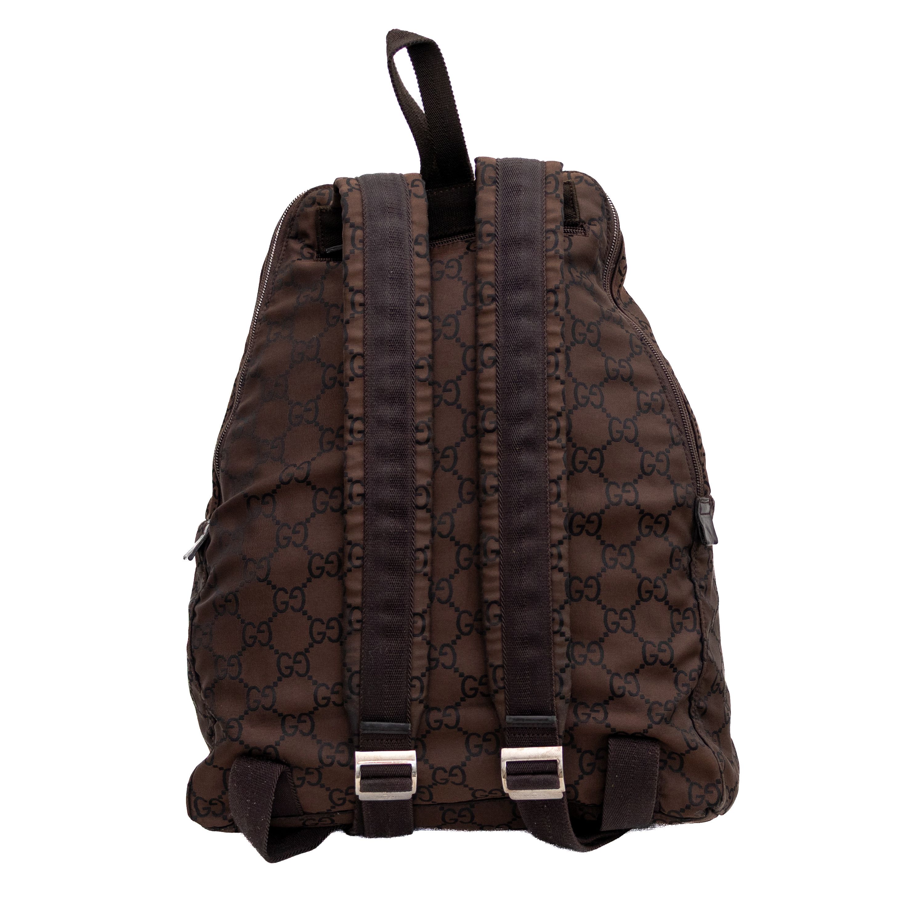 Gucci Authentic Gucci GG Monogram Brown Nylon Backpack Size ONE SIZE - 2 Thumbnail