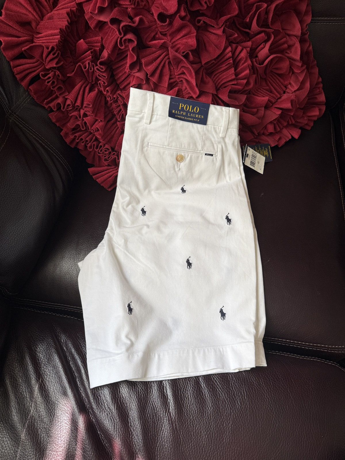 Polo Ralph Lauren NWT Polo Ralph Pony Classic Fit 9" White Blue Shorts 33W Size US 33 - 3 Thumbnail